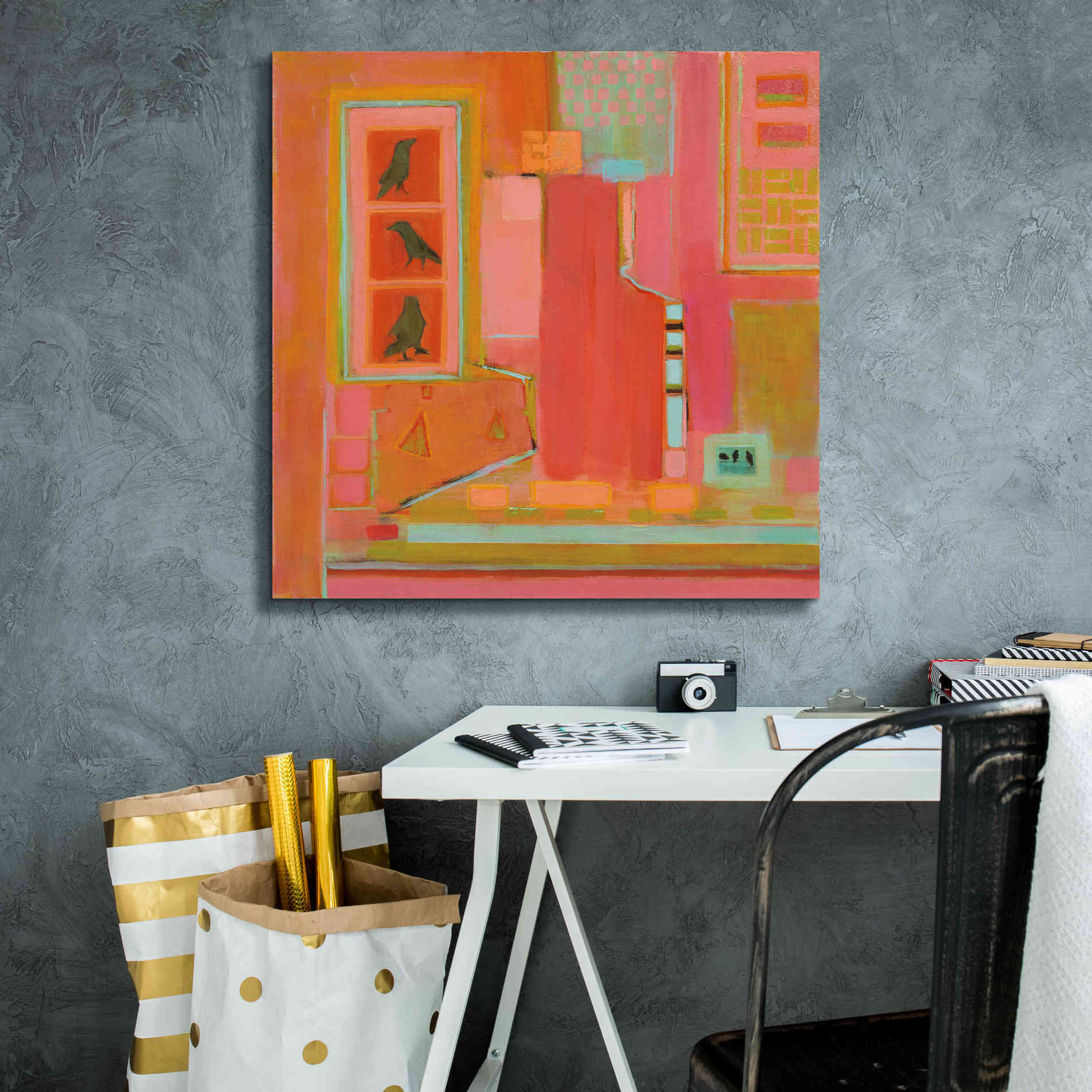 'Three Crows' by Phyllis Adams, Canvas Wall Art,26 x 26