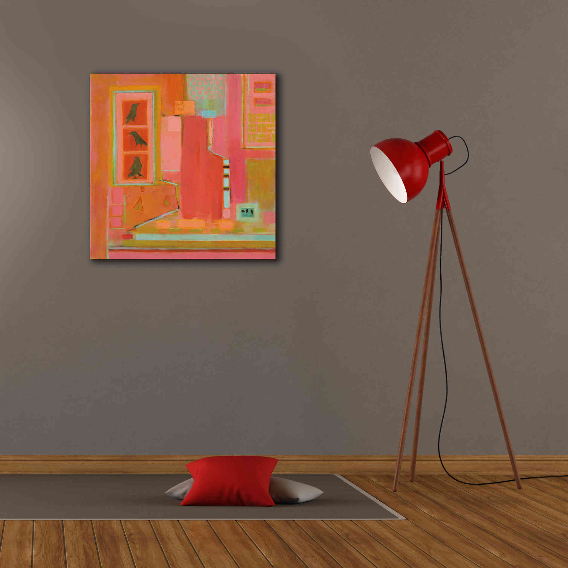 'Three Crows' by Phyllis Adams, Canvas Wall Art,26 x 26