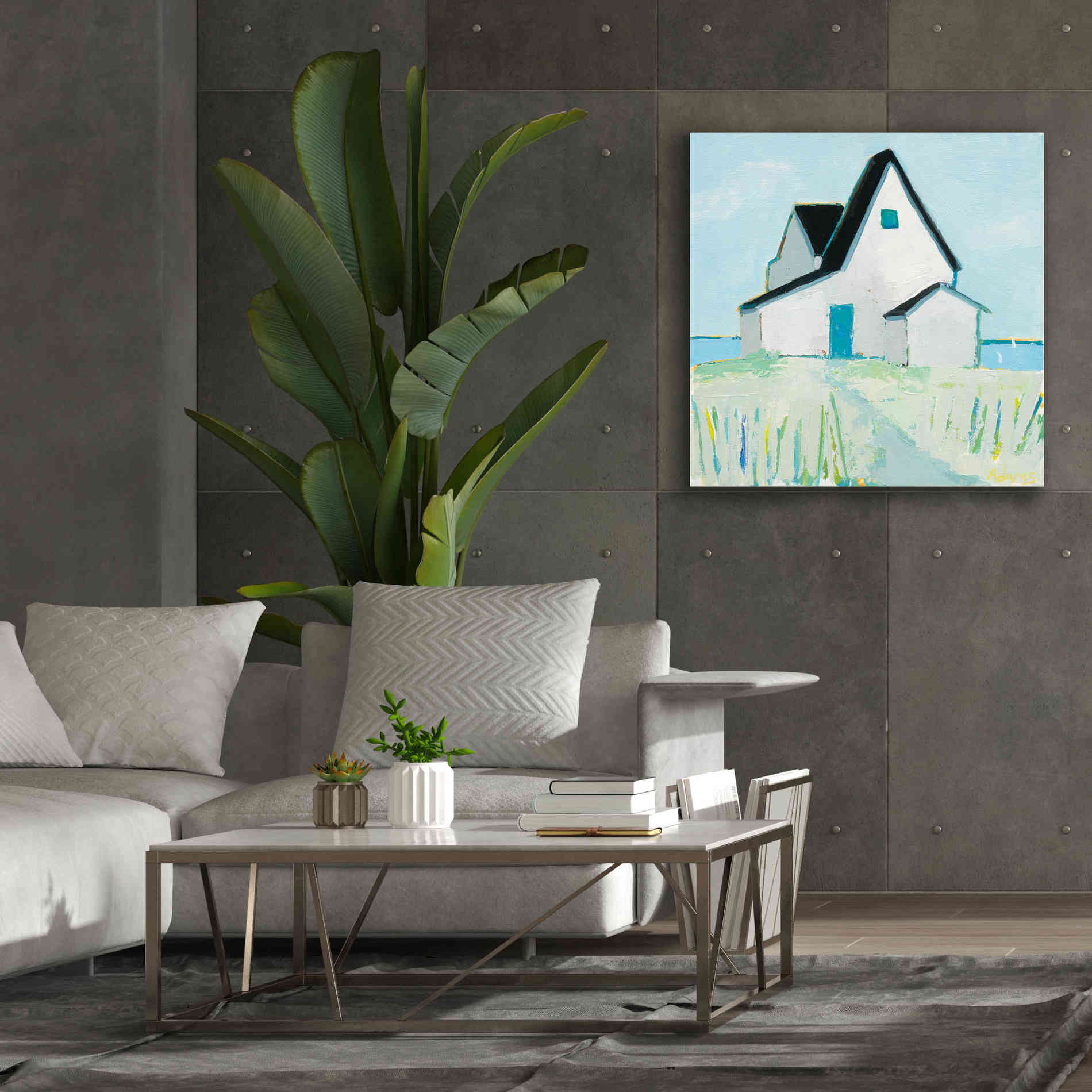 'Cottage by the Sea' by Phyllis Adams, Canvas Wall Art,37 x 37