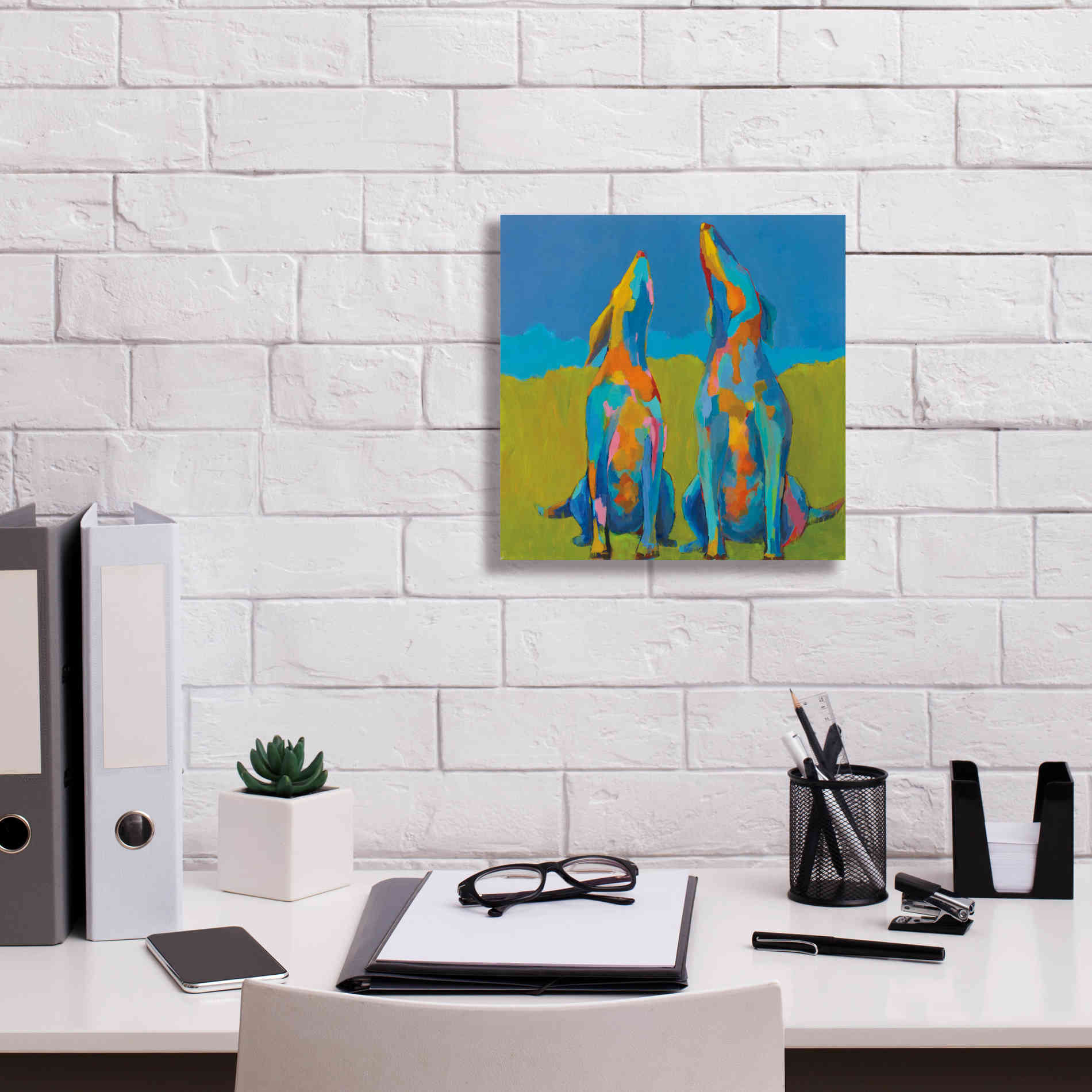'Howling Hounds' by Phyllis Adams, Canvas Wall Art,12 x 12