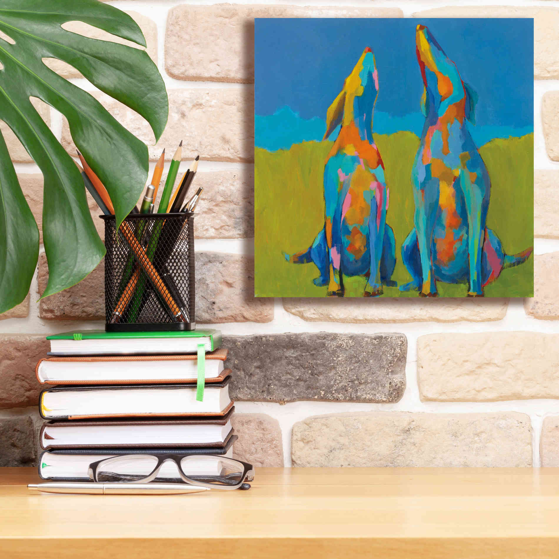 'Howling Hounds' by Phyllis Adams, Canvas Wall Art,12 x 12