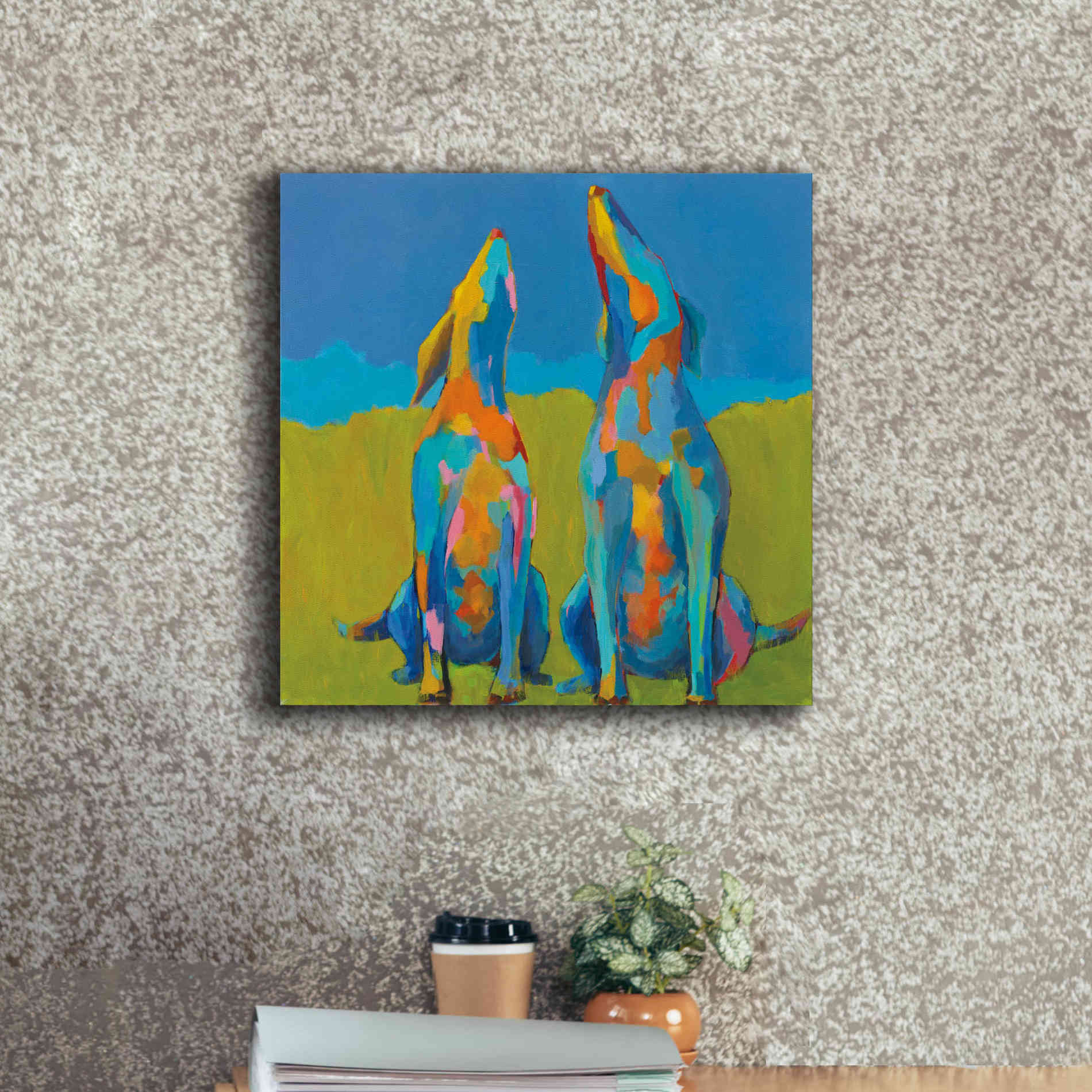 'Howling Hounds' by Phyllis Adams, Canvas Wall Art,18 x 18