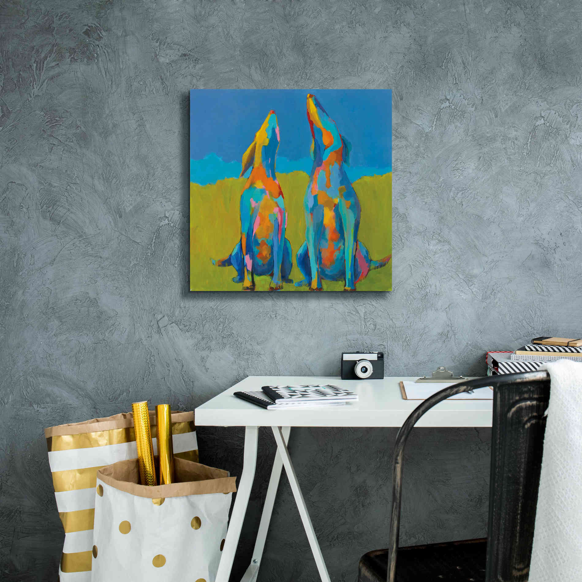 'Howling Hounds' by Phyllis Adams, Canvas Wall Art,18 x 18