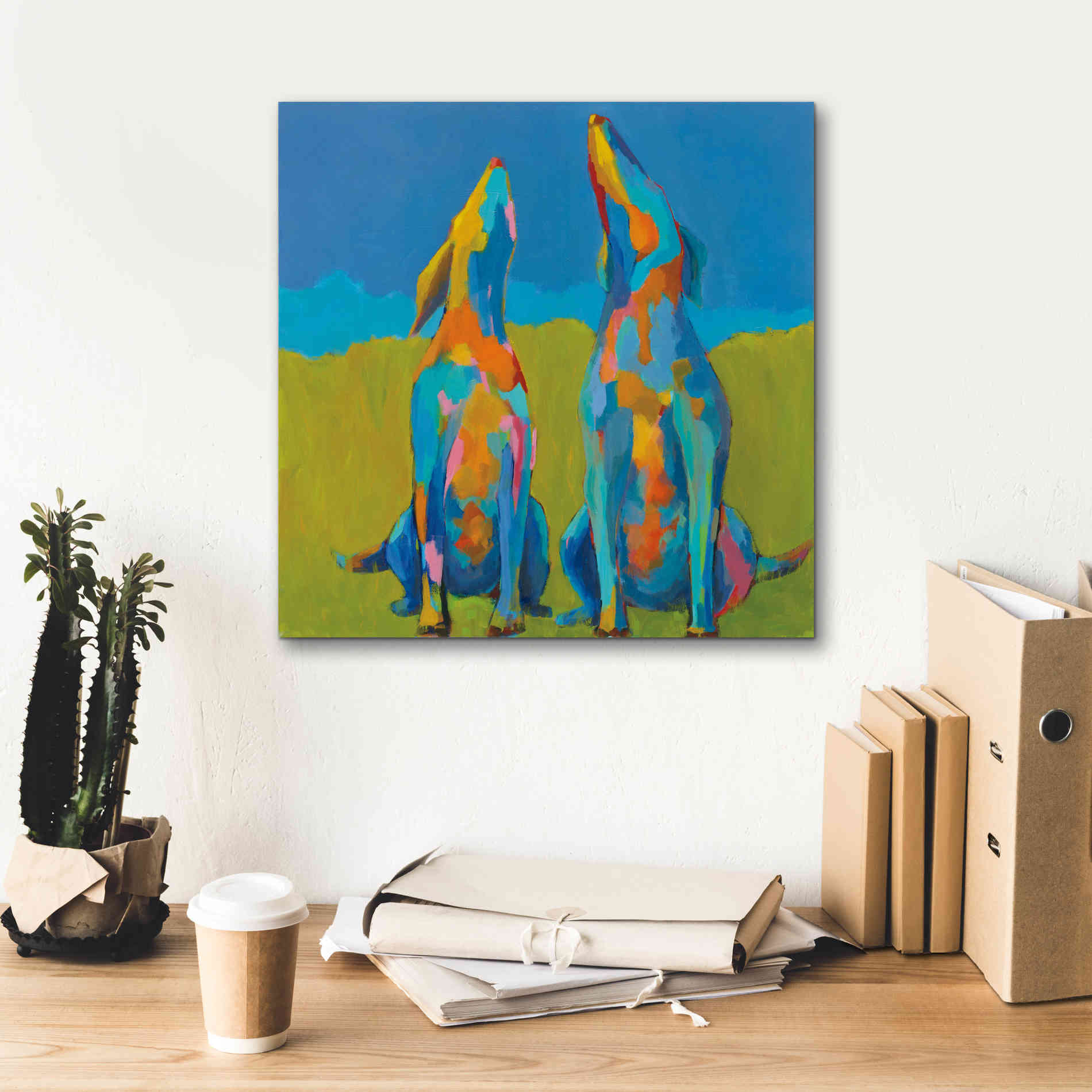 'Howling Hounds' by Phyllis Adams, Canvas Wall Art,18 x 18