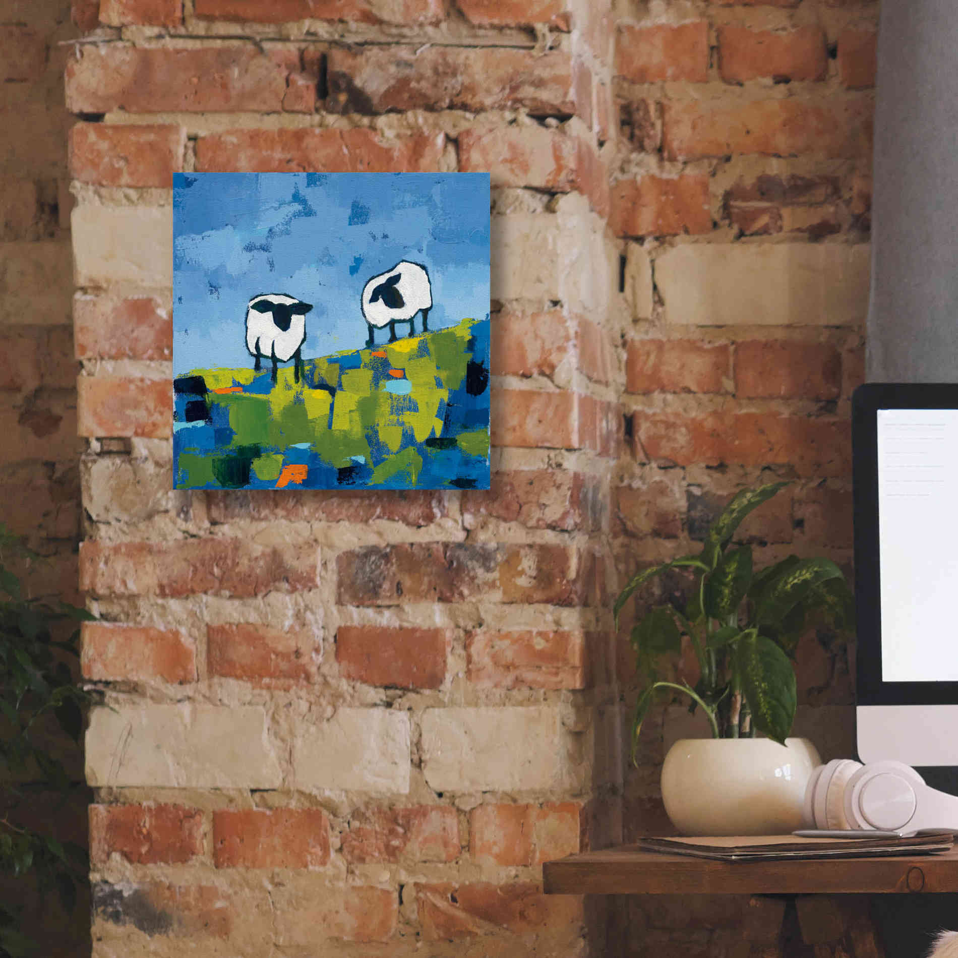 'Two Sheep' by Phyllis Adams, Canvas Wall Art,12 x 12