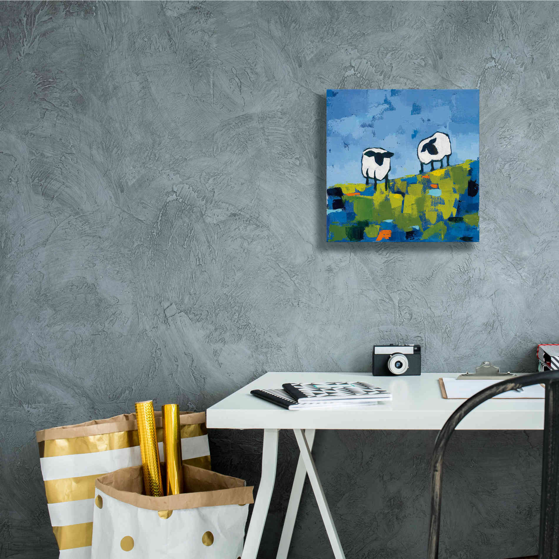 'Two Sheep' by Phyllis Adams, Canvas Wall Art,12 x 12