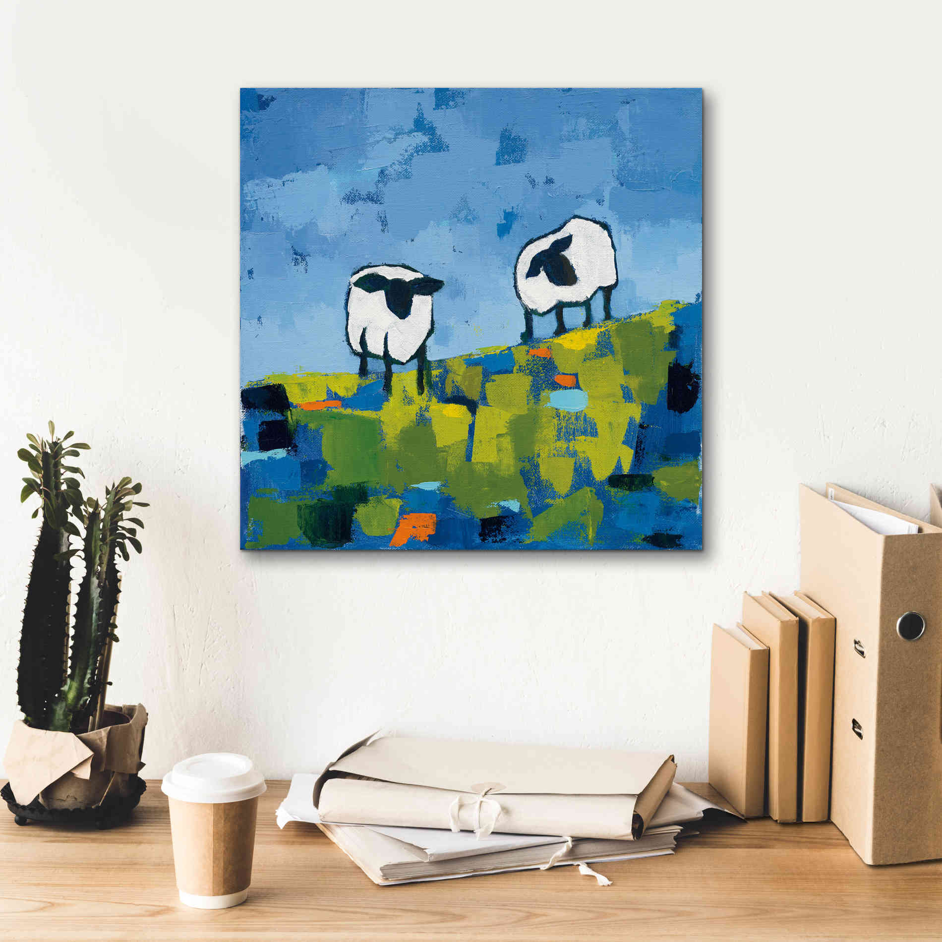 'Two Sheep' by Phyllis Adams, Canvas Wall Art,18 x 18