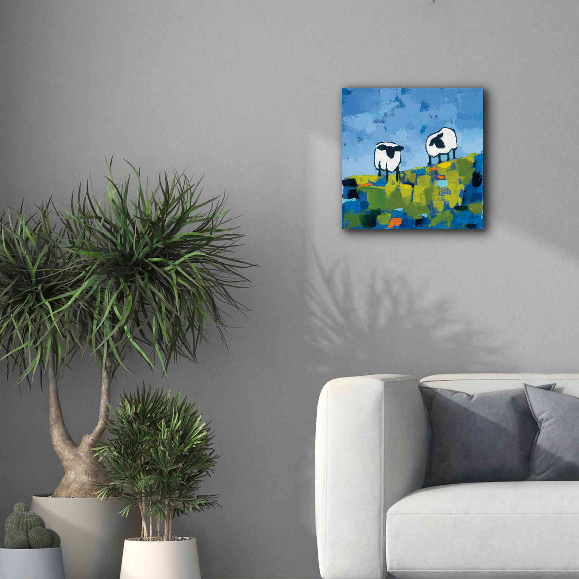 'Two Sheep' by Phyllis Adams, Canvas Wall Art,18 x 18