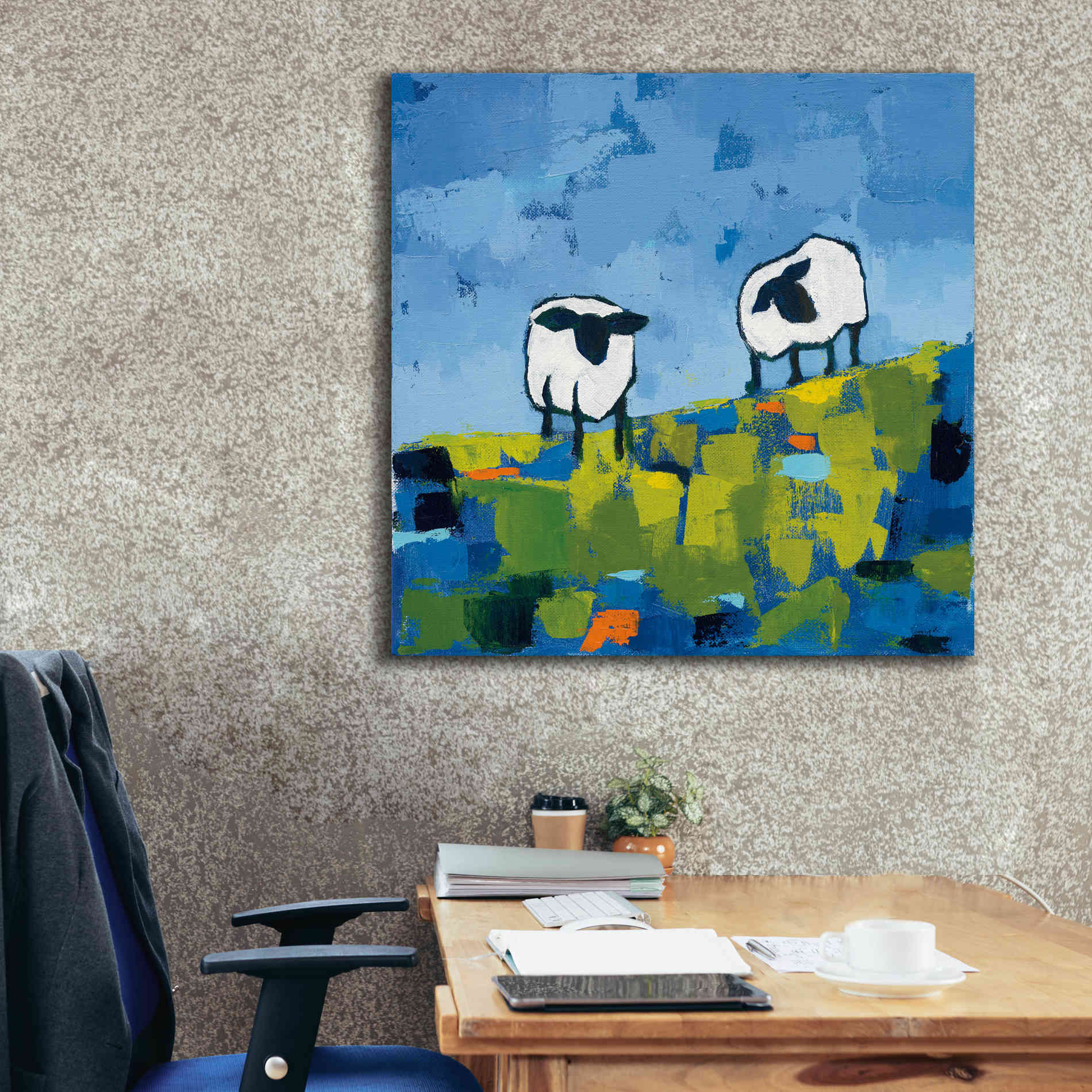 'Two Sheep' by Phyllis Adams, Canvas Wall Art,37 x 37