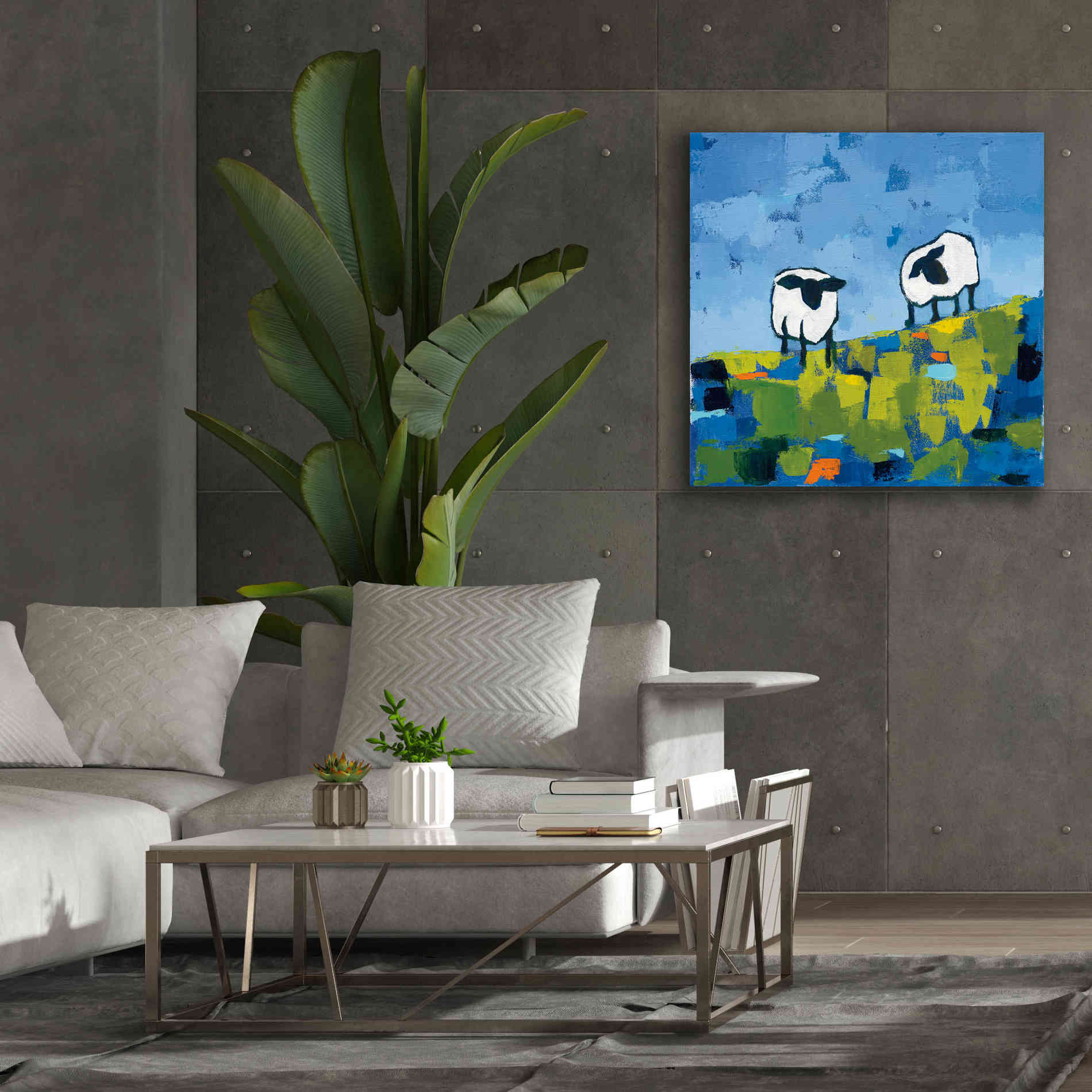 'Two Sheep' by Phyllis Adams, Canvas Wall Art,37 x 37