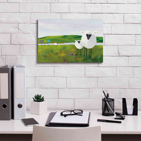 Image of 'Sheep in the Meadow' by Phyllis Adams, Canvas Wall Art,18 x 12