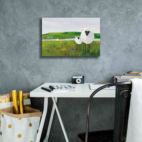 Image of 'Sheep in the Meadow' by Phyllis Adams, Canvas Wall Art,18 x 12