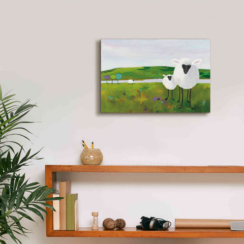 Image of 'Sheep in the Meadow' by Phyllis Adams, Canvas Wall Art,18 x 12