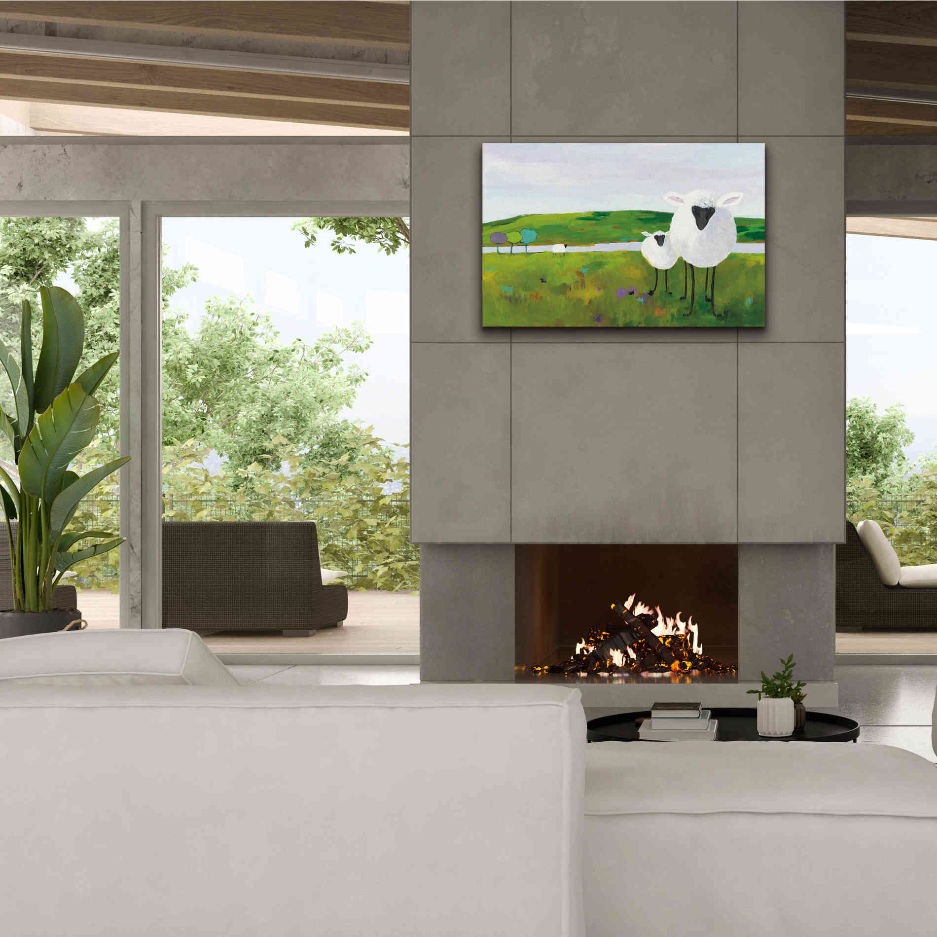 'Sheep in the Meadow' by Phyllis Adams, Canvas Wall Art,40 x 26