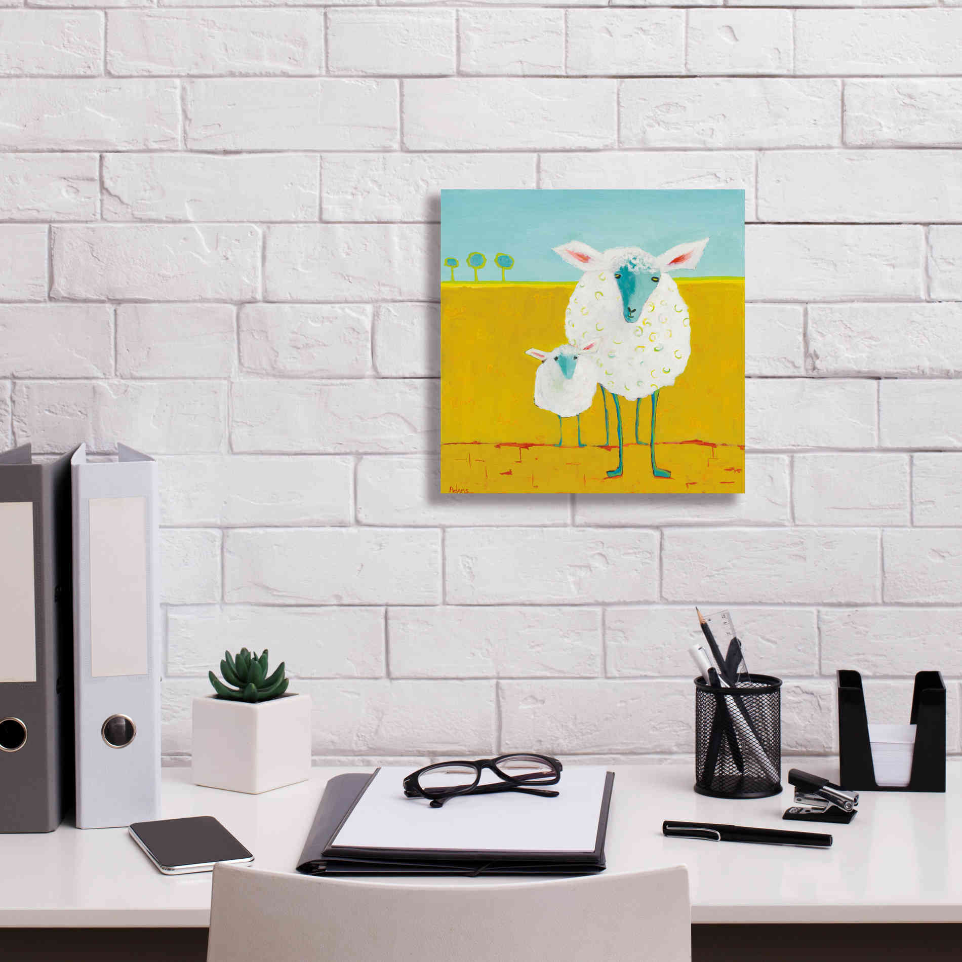 'Mama and Baby Sheep' by Phyllis Adams, Canvas Wall Art,12 x 12