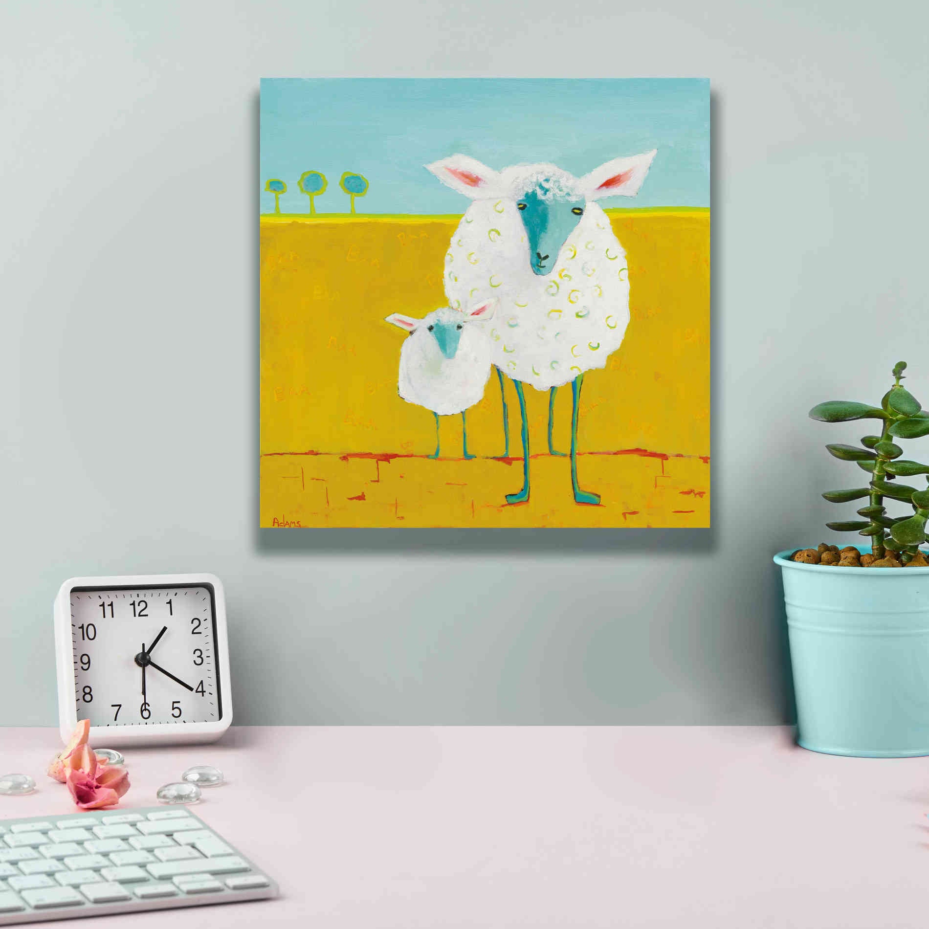 'Mama and Baby Sheep' by Phyllis Adams, Canvas Wall Art,12 x 12
