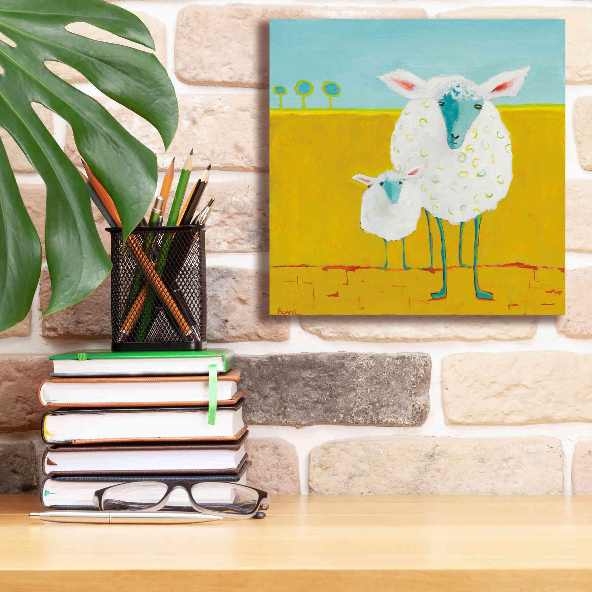 'Mama and Baby Sheep' by Phyllis Adams, Canvas Wall Art,12 x 12