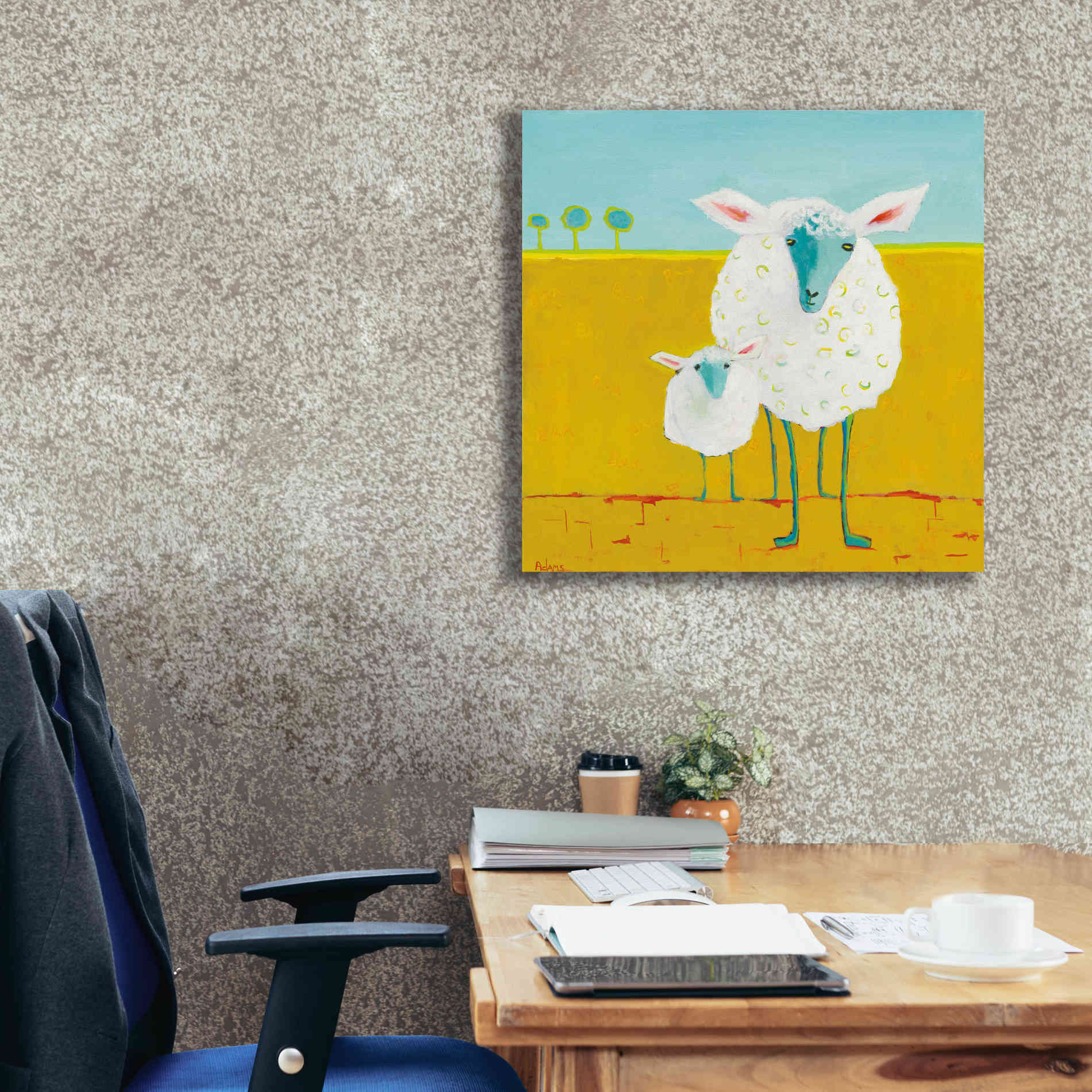 'Mama and Baby Sheep' by Phyllis Adams, Canvas Wall Art,26 x 26