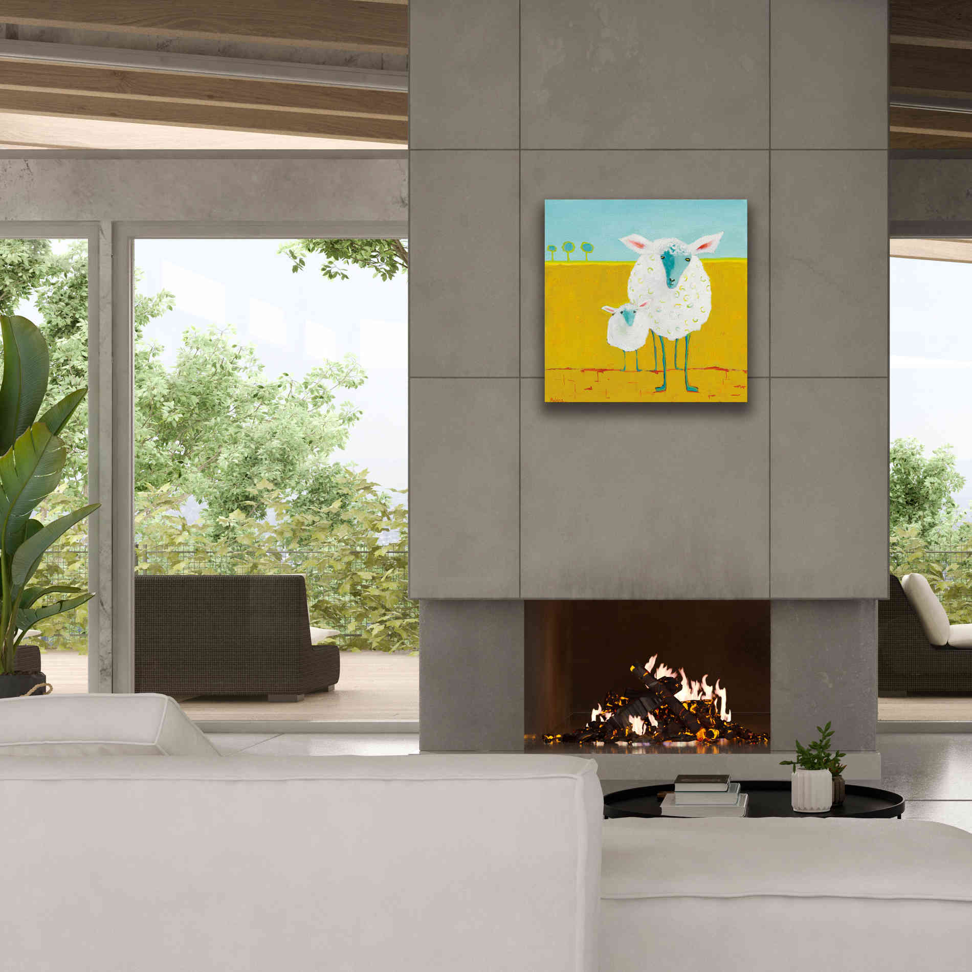 'Mama and Baby Sheep' by Phyllis Adams, Canvas Wall Art,26 x 26