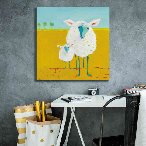 Image of 'Mama and Baby Sheep' by Phyllis Adams, Canvas Wall Art,26 x 26