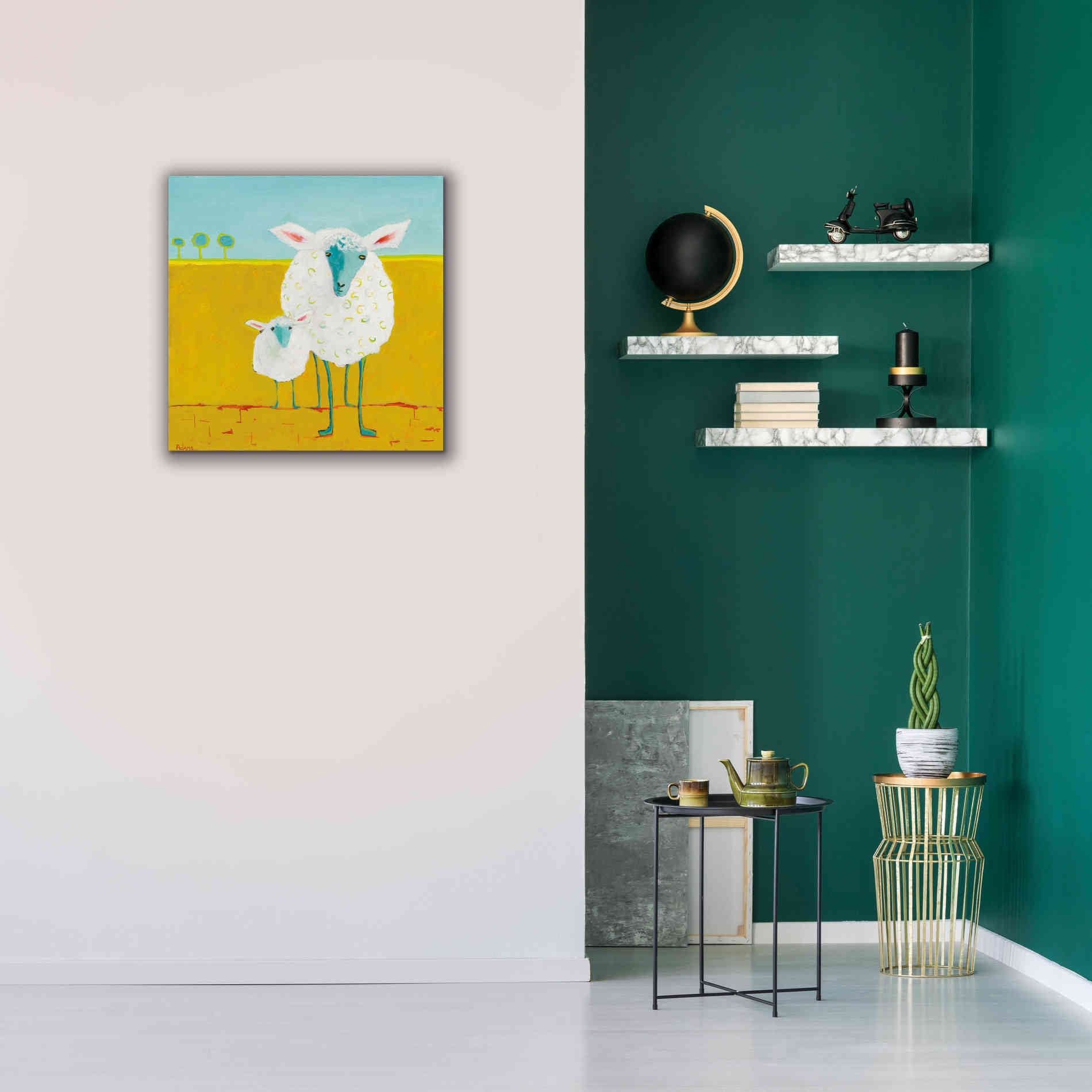 'Mama and Baby Sheep' by Phyllis Adams, Canvas Wall Art,26 x 26