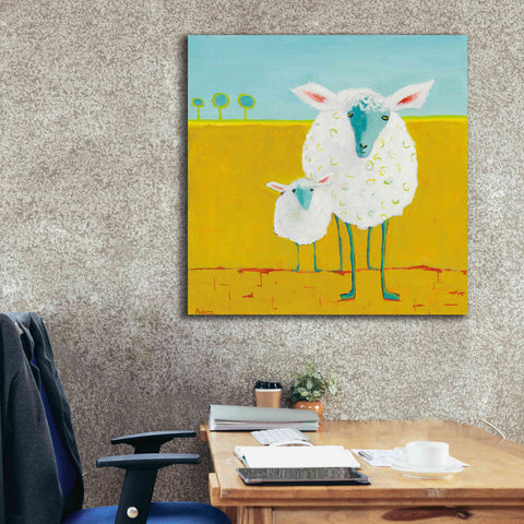 Image of 'Mama and Baby Sheep' by Phyllis Adams, Canvas Wall Art,37 x 37