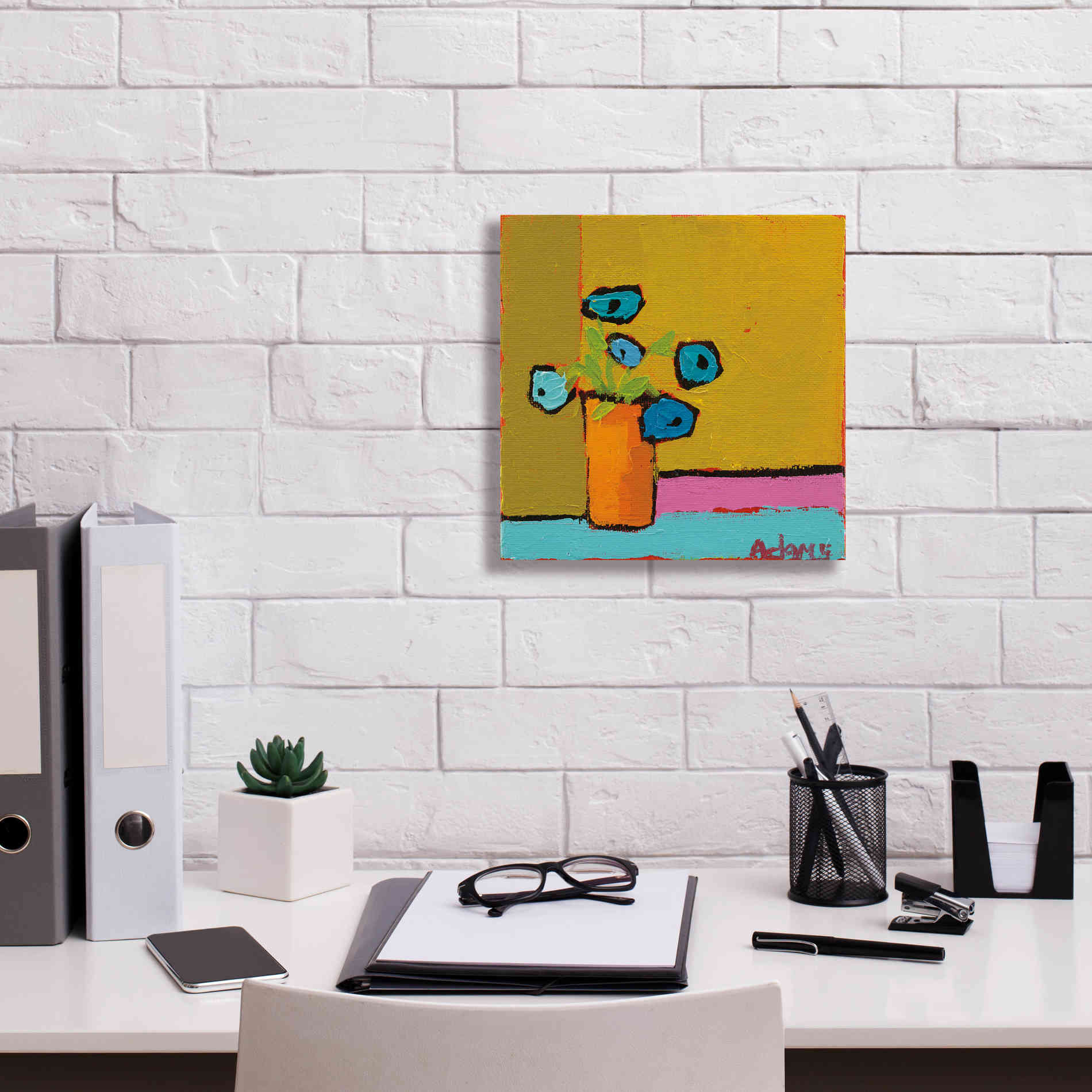 'Orange Vase' by Phyllis Adams, Canvas Wall Art,12 x 12