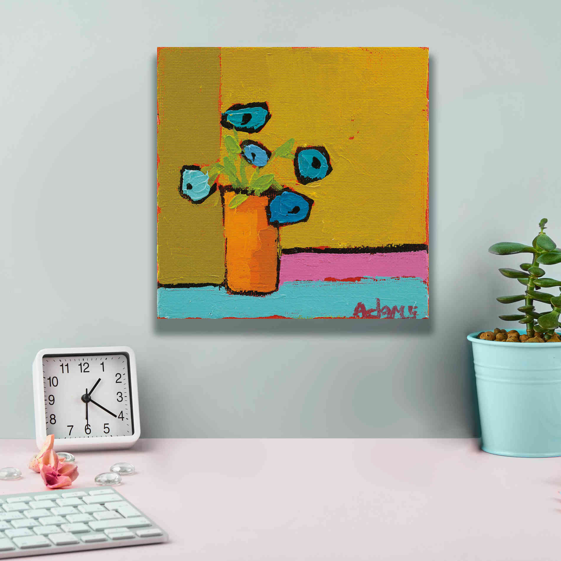 'Orange Vase' by Phyllis Adams, Canvas Wall Art,12 x 12