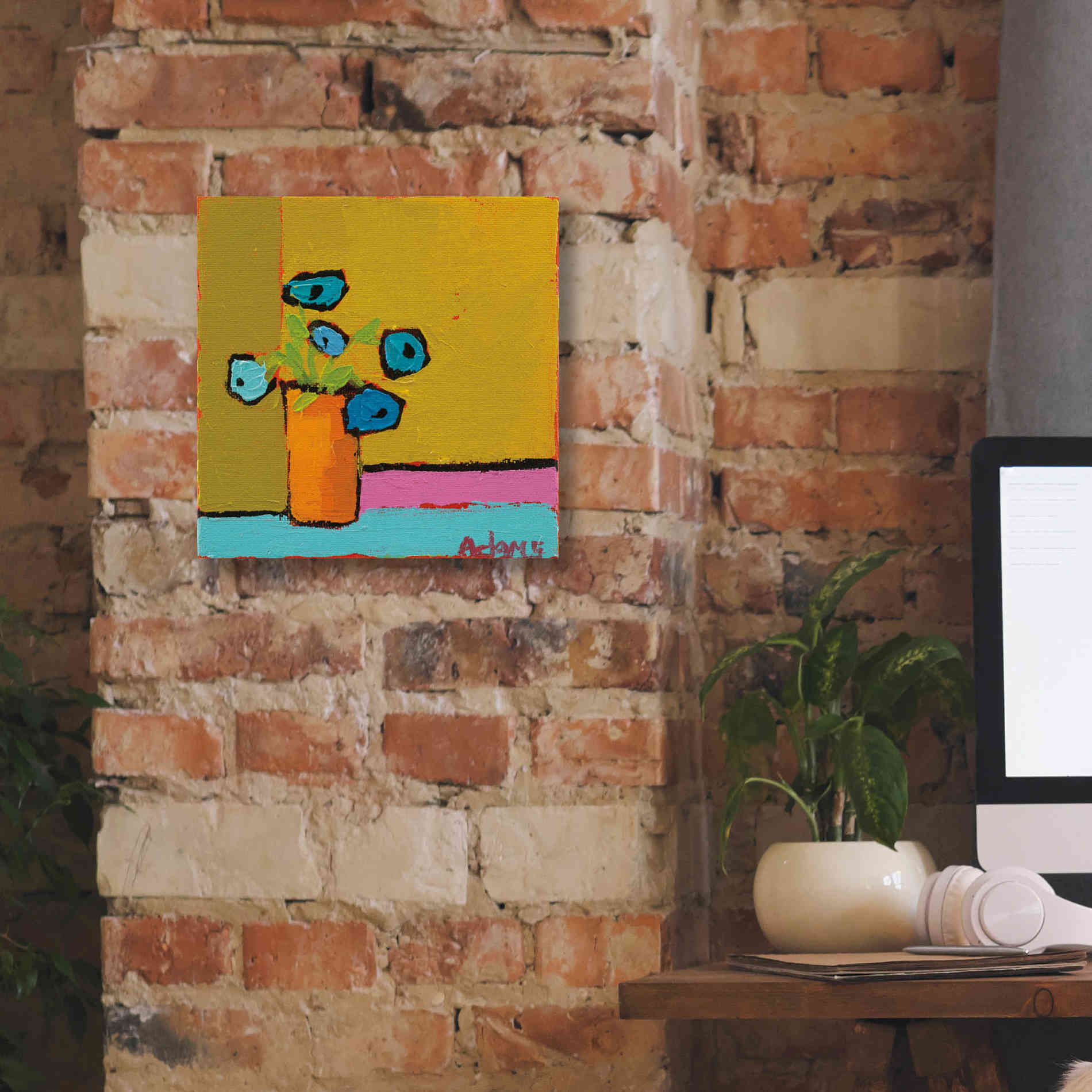 'Orange Vase' by Phyllis Adams, Canvas Wall Art,12 x 12