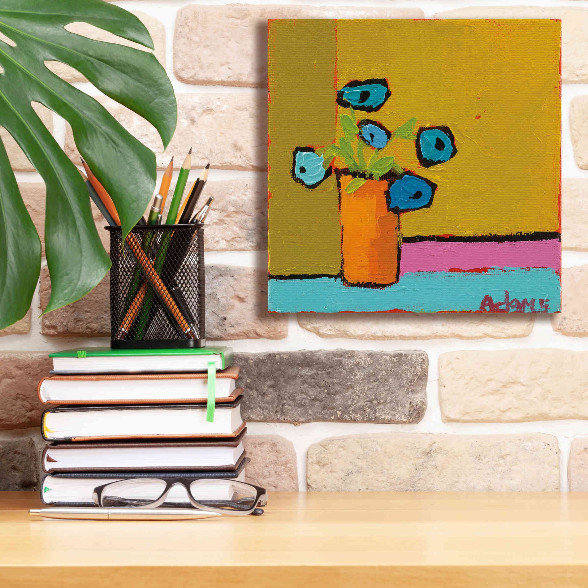 'Orange Vase' by Phyllis Adams, Canvas Wall Art,12 x 12