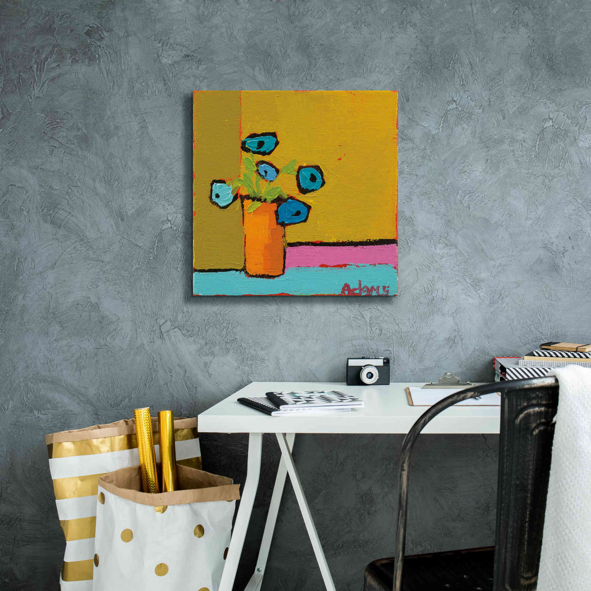 'Orange Vase' by Phyllis Adams, Canvas Wall Art,18 x 18