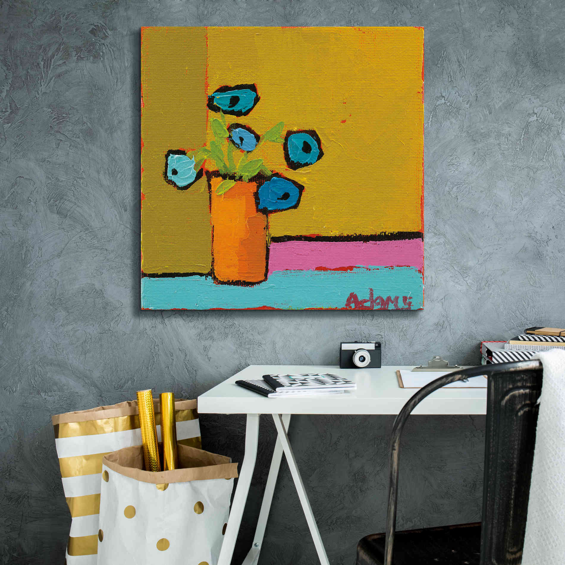 'Orange Vase' by Phyllis Adams, Canvas Wall Art,26 x 26
