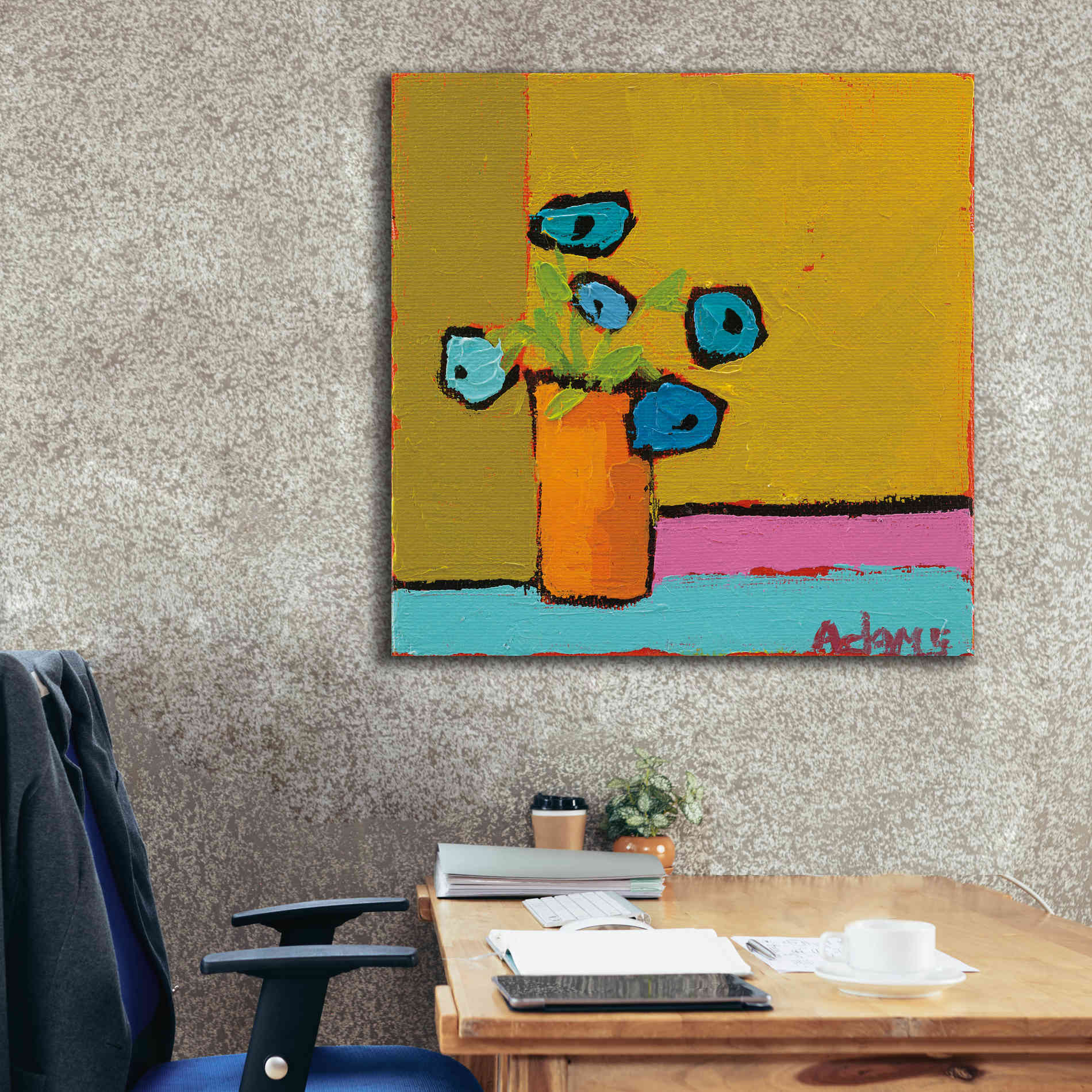 'Orange Vase' by Phyllis Adams, Canvas Wall Art,37 x 37