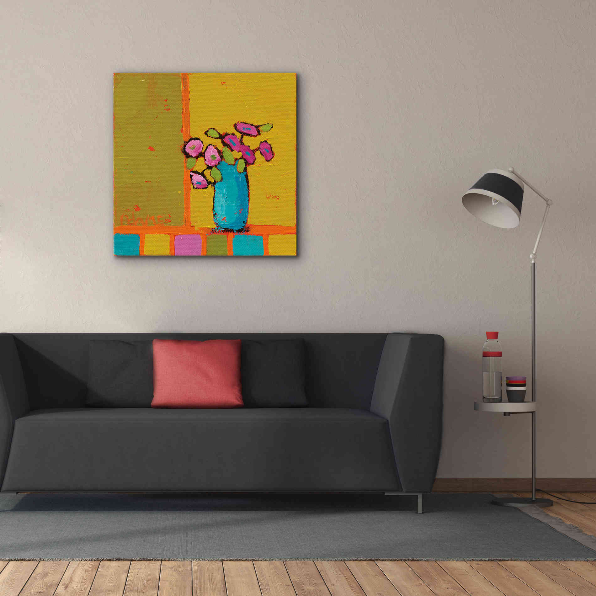 'Turquoise Vase' by Phyllis Adams, Canvas Wall Art,37 x 37