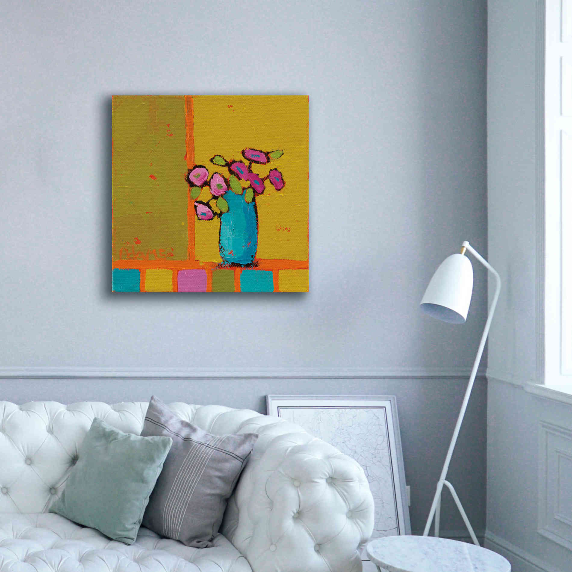 'Turquoise Vase' by Phyllis Adams, Canvas Wall Art,37 x 37