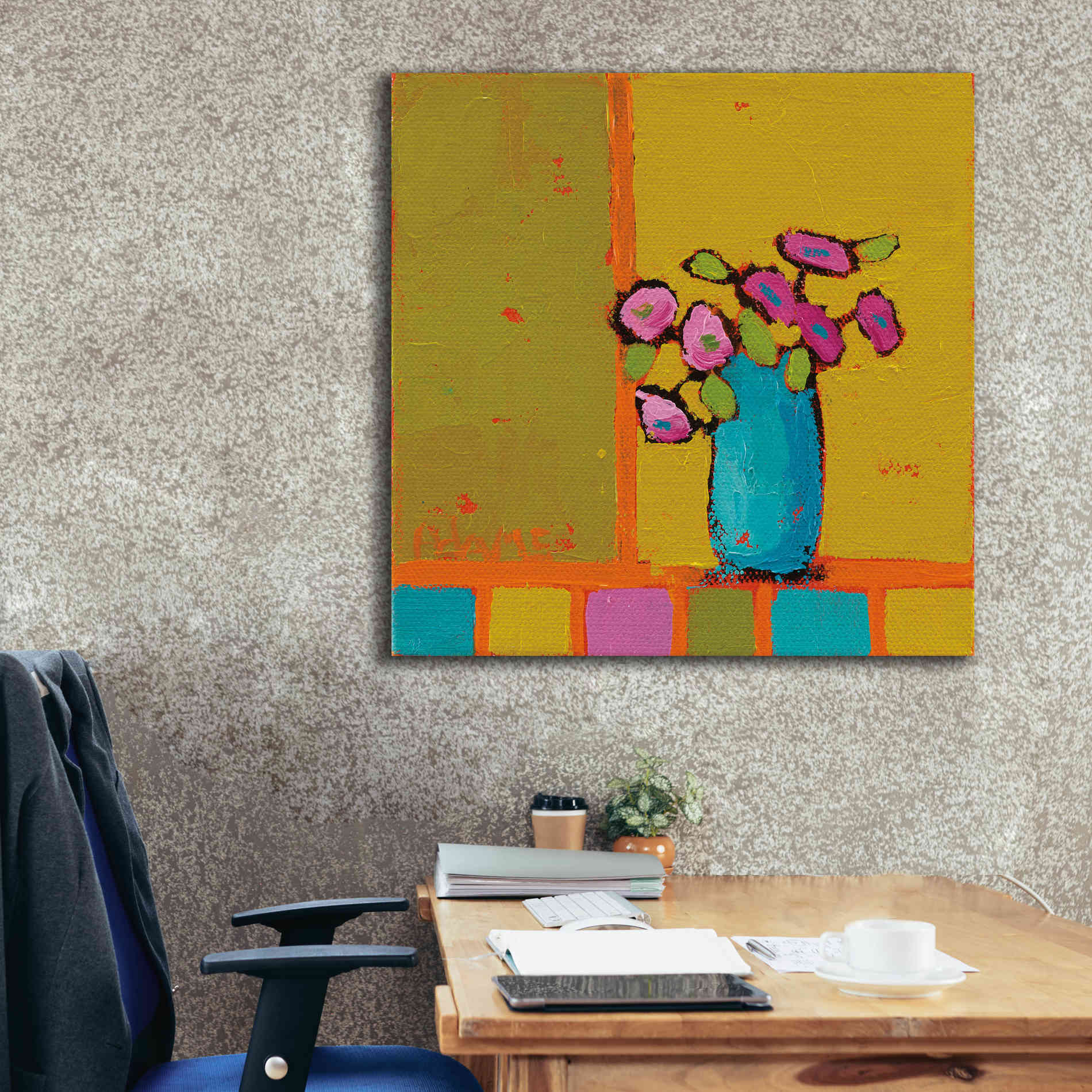 'Turquoise Vase' by Phyllis Adams, Canvas Wall Art,37 x 37