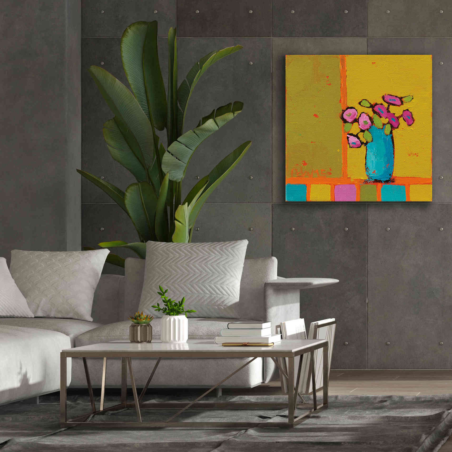 'Turquoise Vase' by Phyllis Adams, Canvas Wall Art,37 x 37
