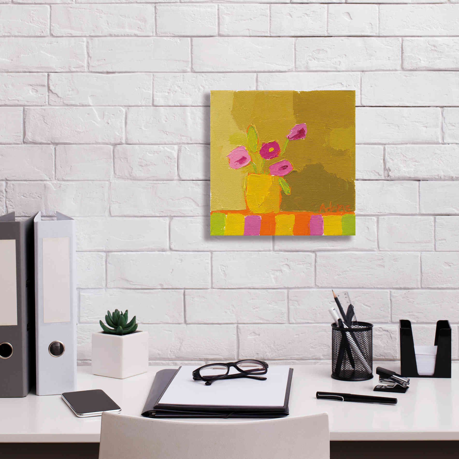 'Yellow Vase' by Phyllis Adams, Canvas Wall Art,12 x 12