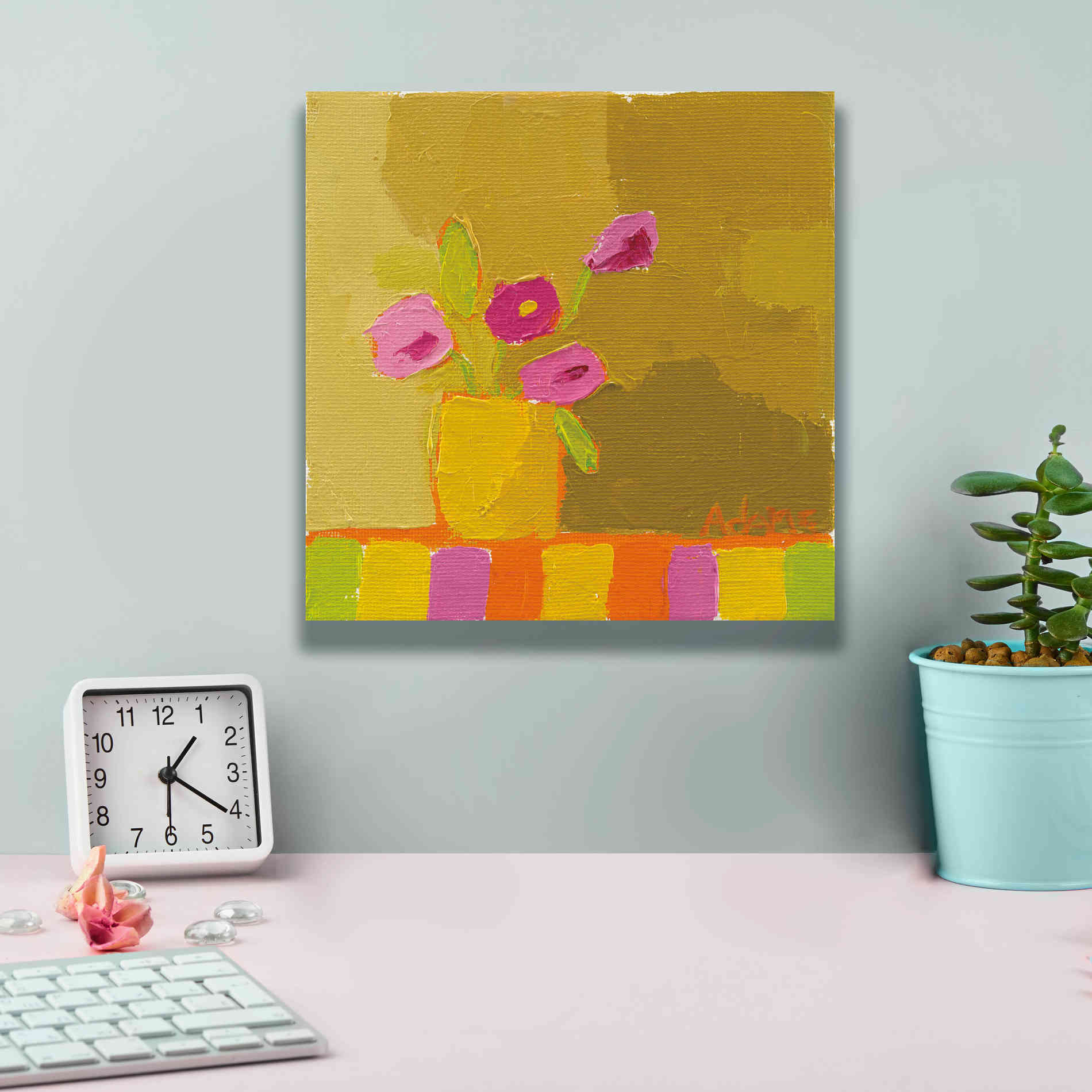 'Yellow Vase' by Phyllis Adams, Canvas Wall Art,12 x 12
