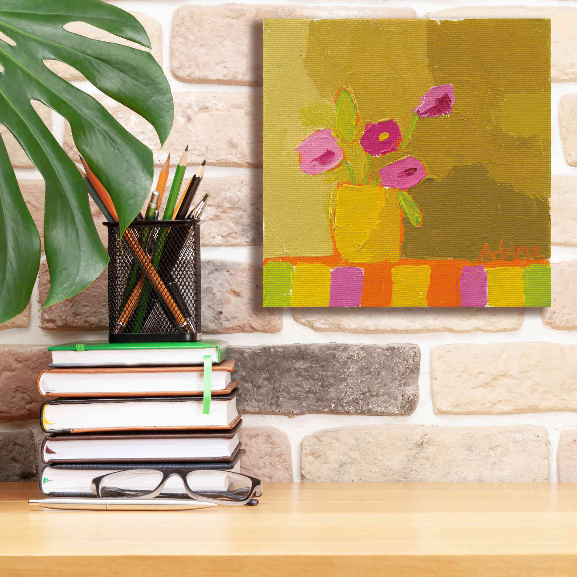 'Yellow Vase' by Phyllis Adams, Canvas Wall Art,12 x 12