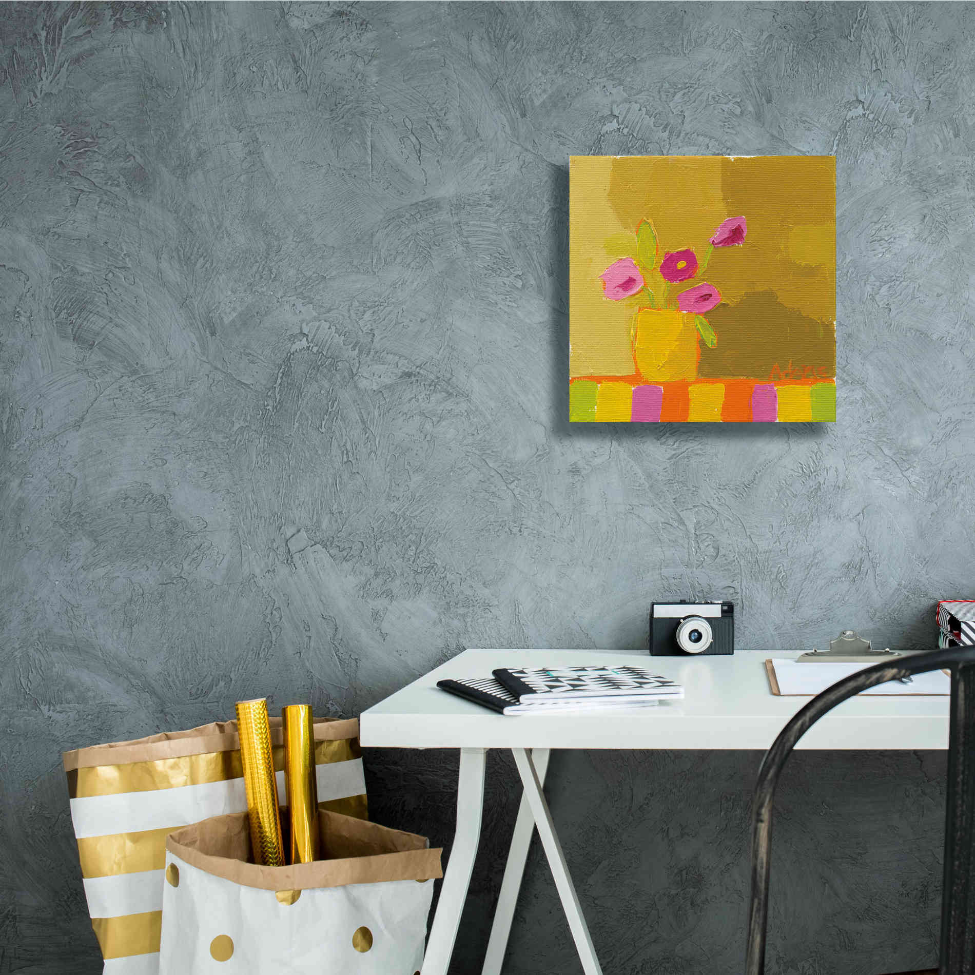 'Yellow Vase' by Phyllis Adams, Canvas Wall Art,12 x 12