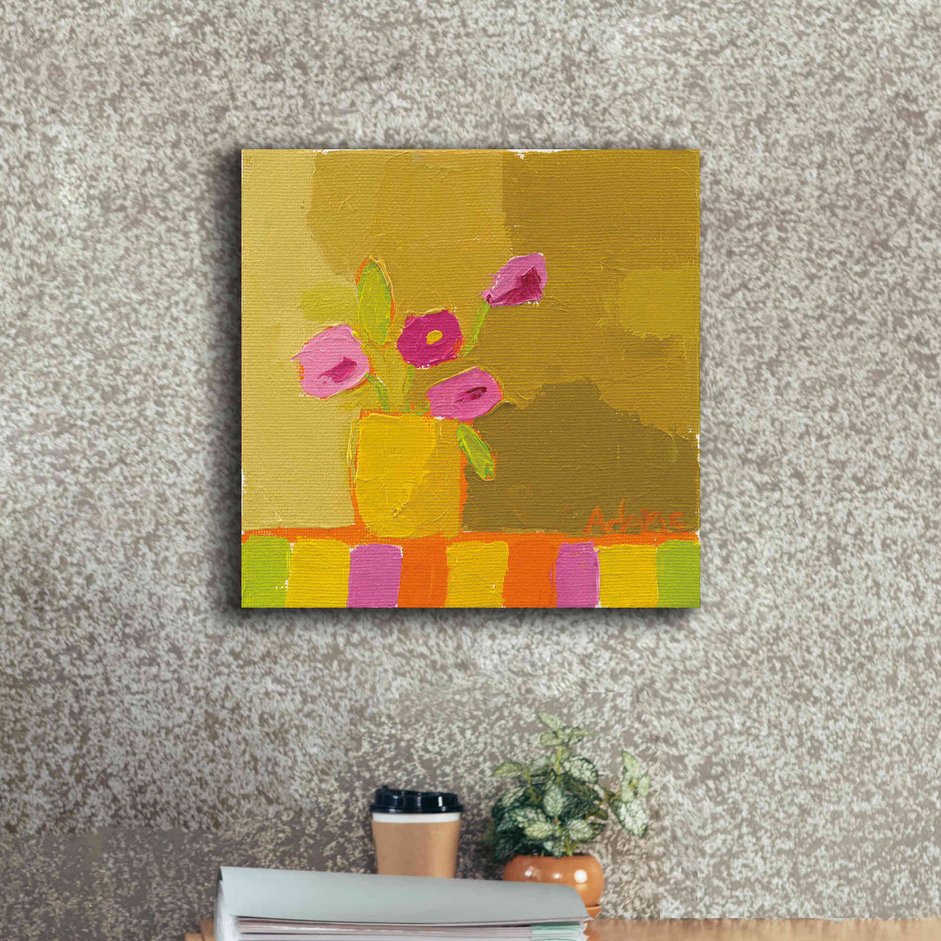 'Yellow Vase' by Phyllis Adams, Canvas Wall Art,18 x 18