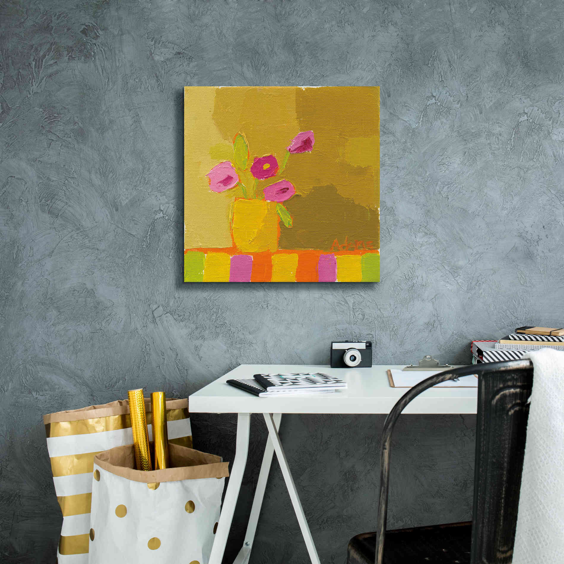 'Yellow Vase' by Phyllis Adams, Canvas Wall Art,18 x 18