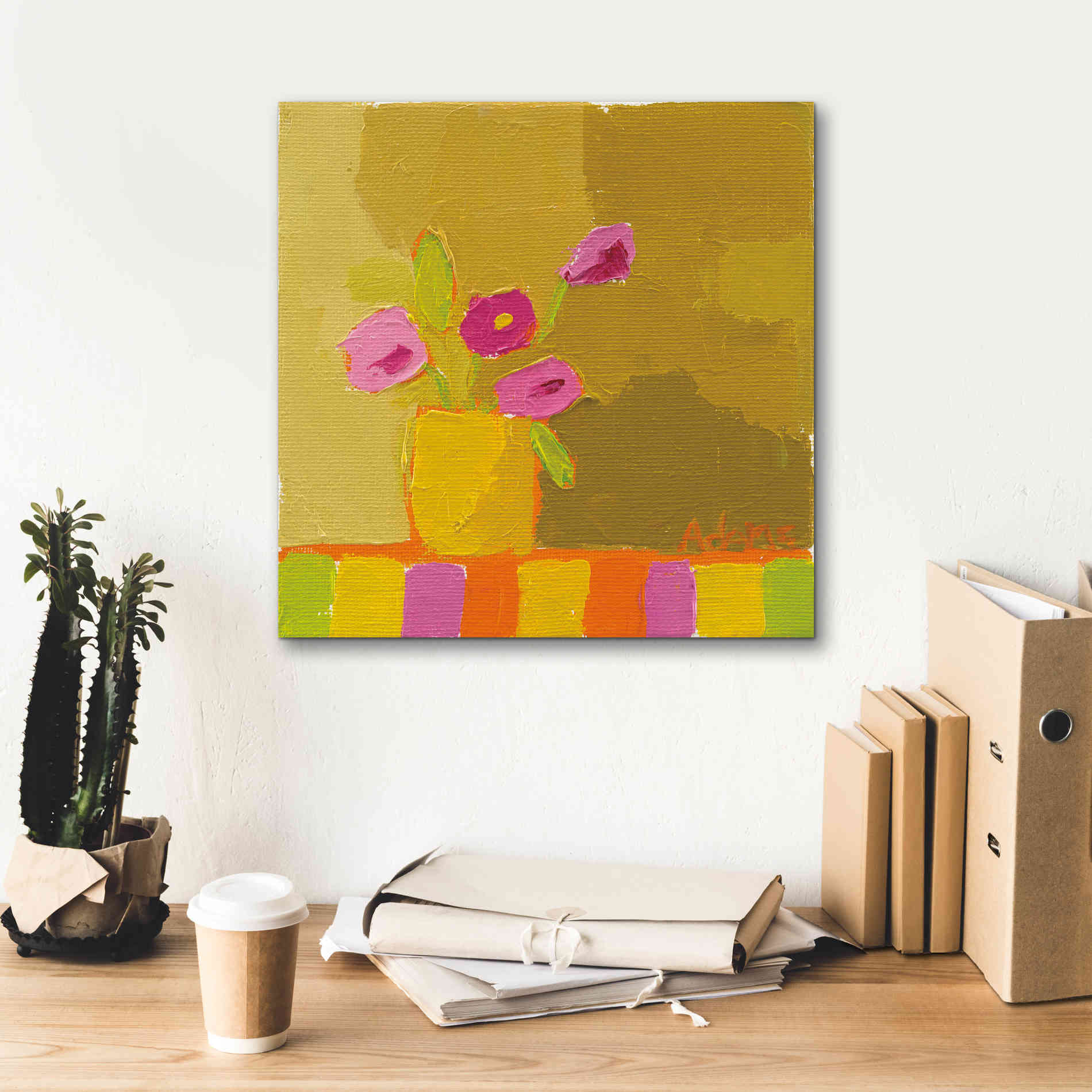 'Yellow Vase' by Phyllis Adams, Canvas Wall Art,18 x 18