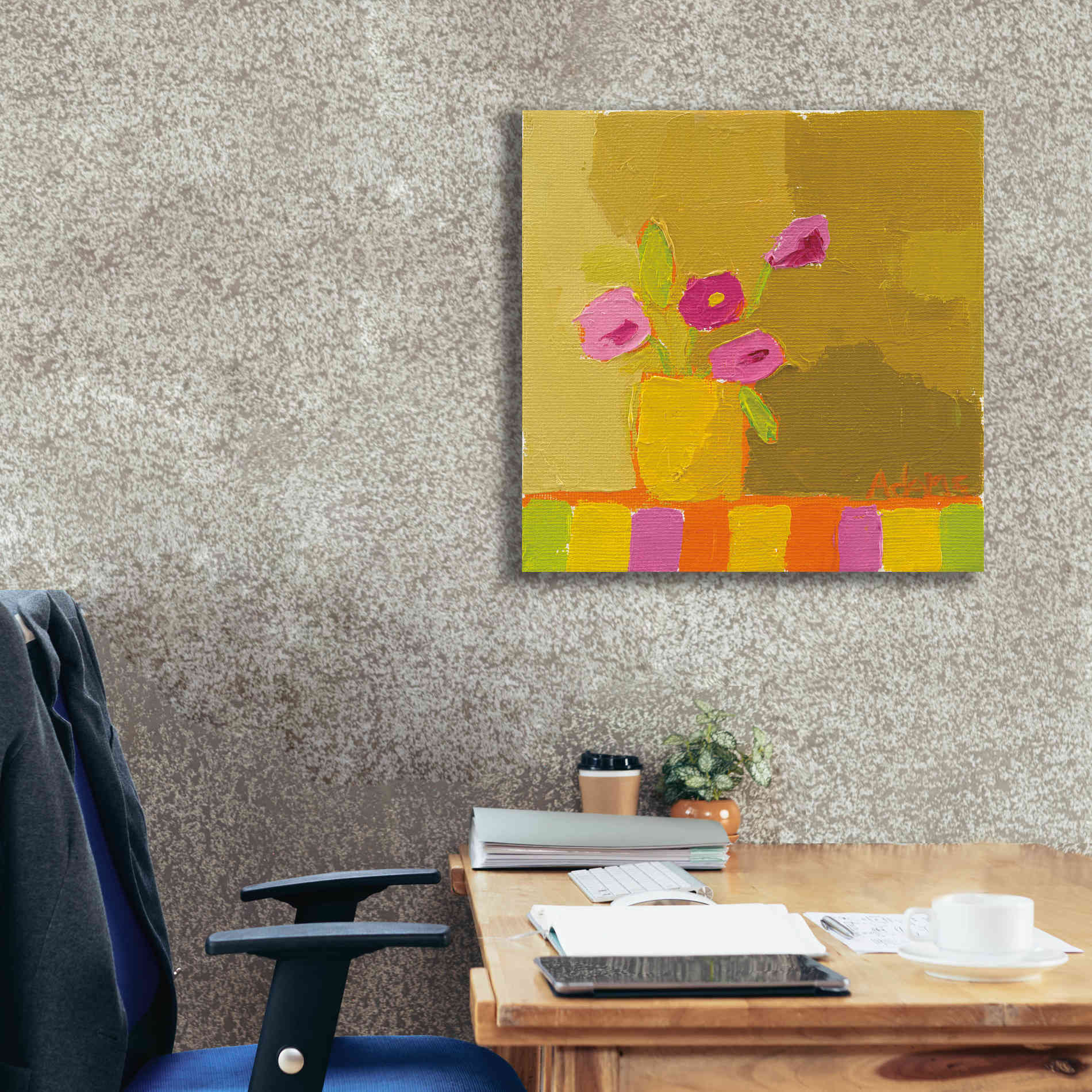 'Yellow Vase' by Phyllis Adams, Canvas Wall Art,26 x 26