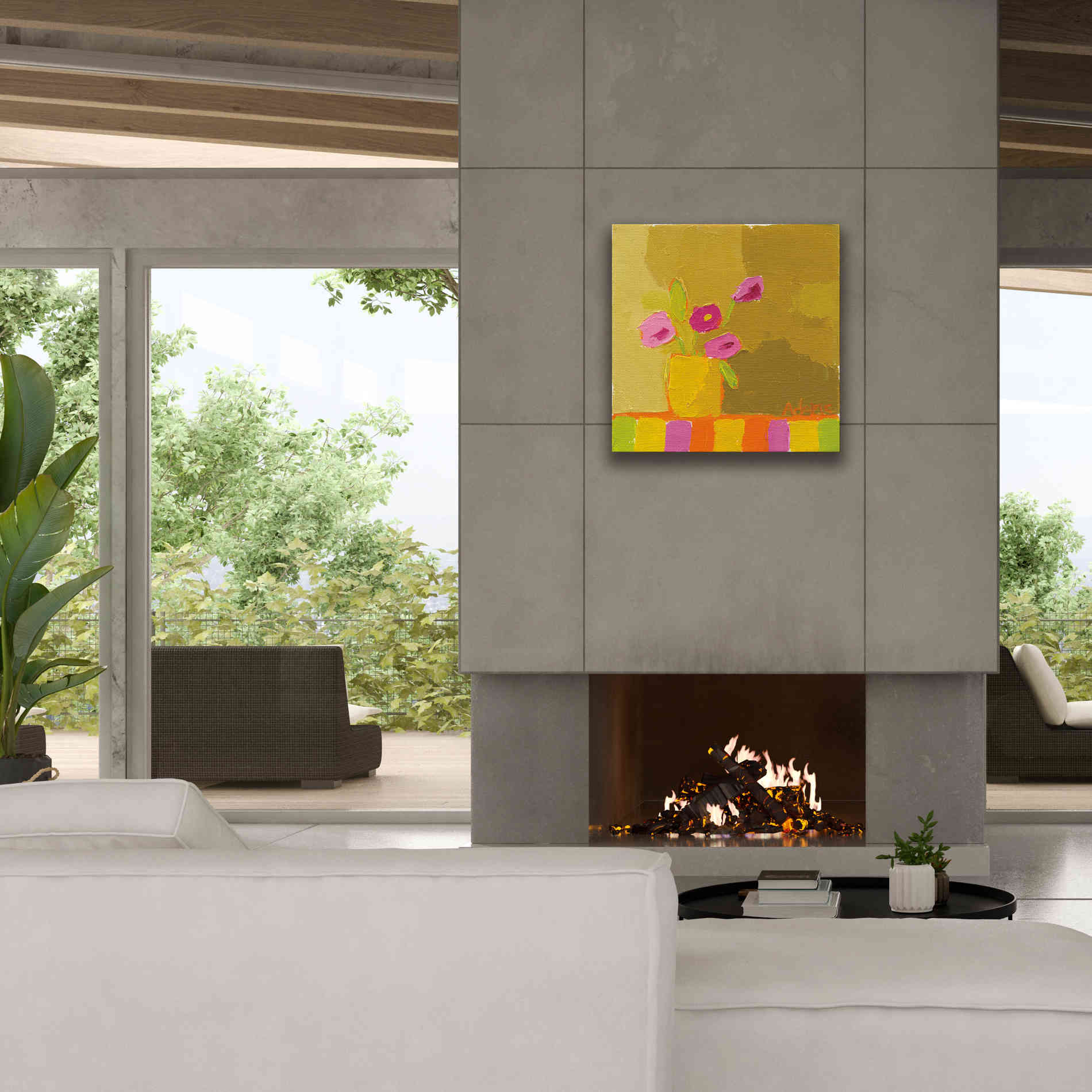 'Yellow Vase' by Phyllis Adams, Canvas Wall Art,26 x 26