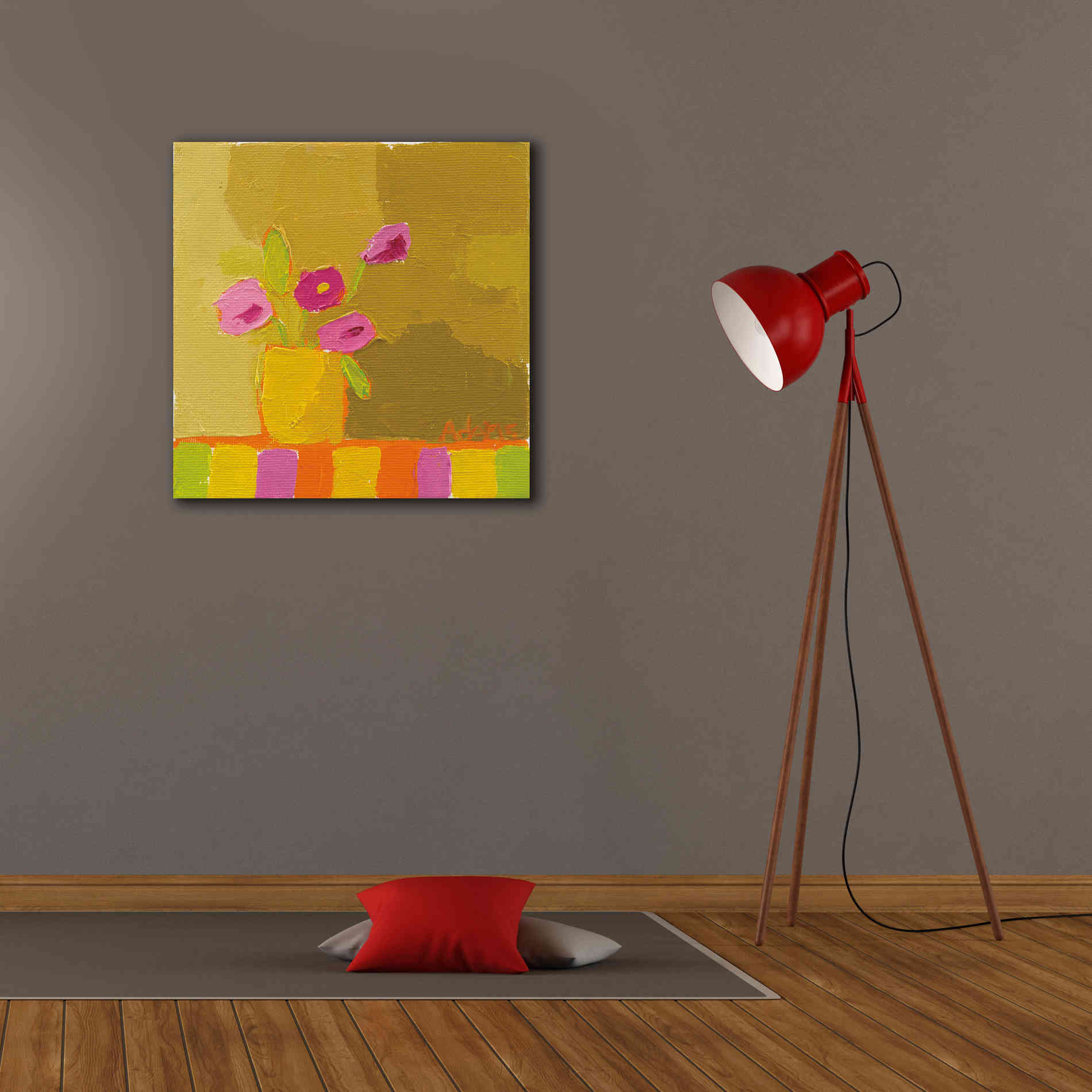 'Yellow Vase' by Phyllis Adams, Canvas Wall Art,26 x 26