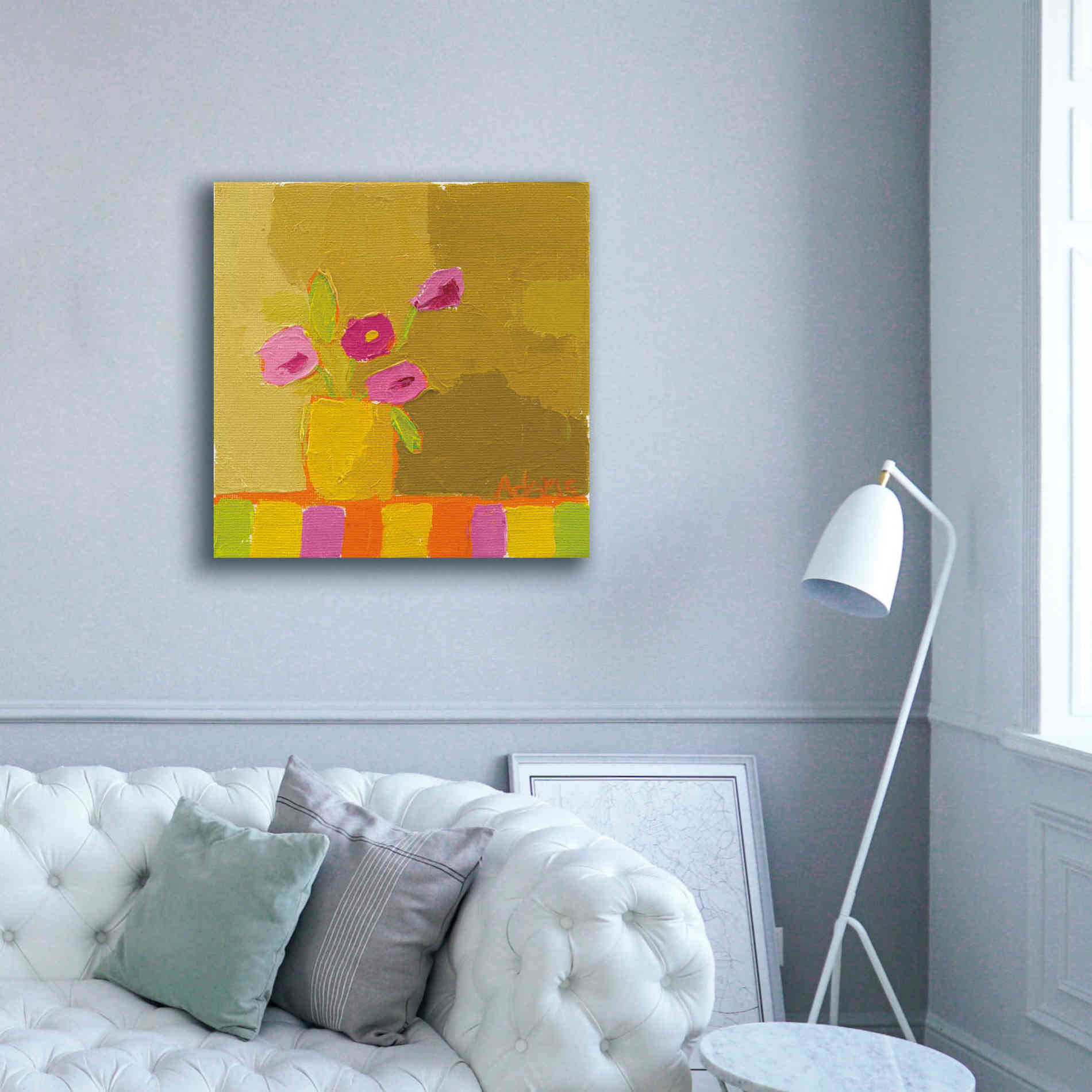 'Yellow Vase' by Phyllis Adams, Canvas Wall Art,37 x 37