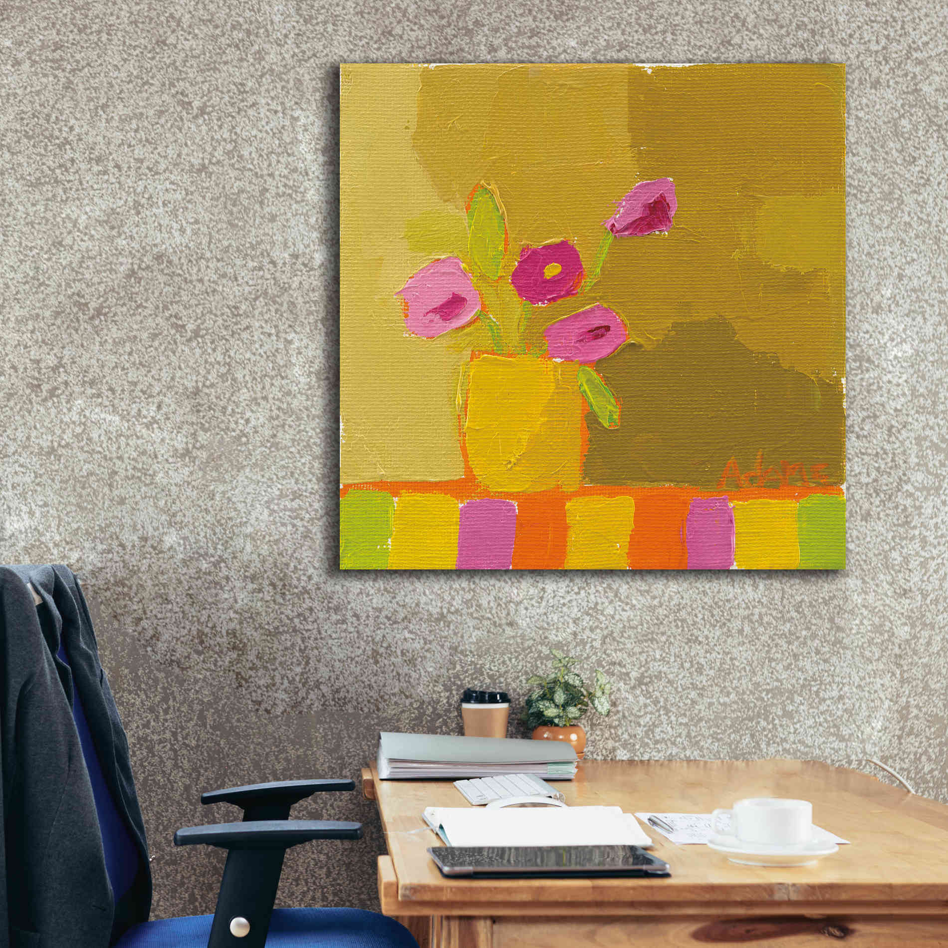 'Yellow Vase' by Phyllis Adams, Canvas Wall Art,37 x 37