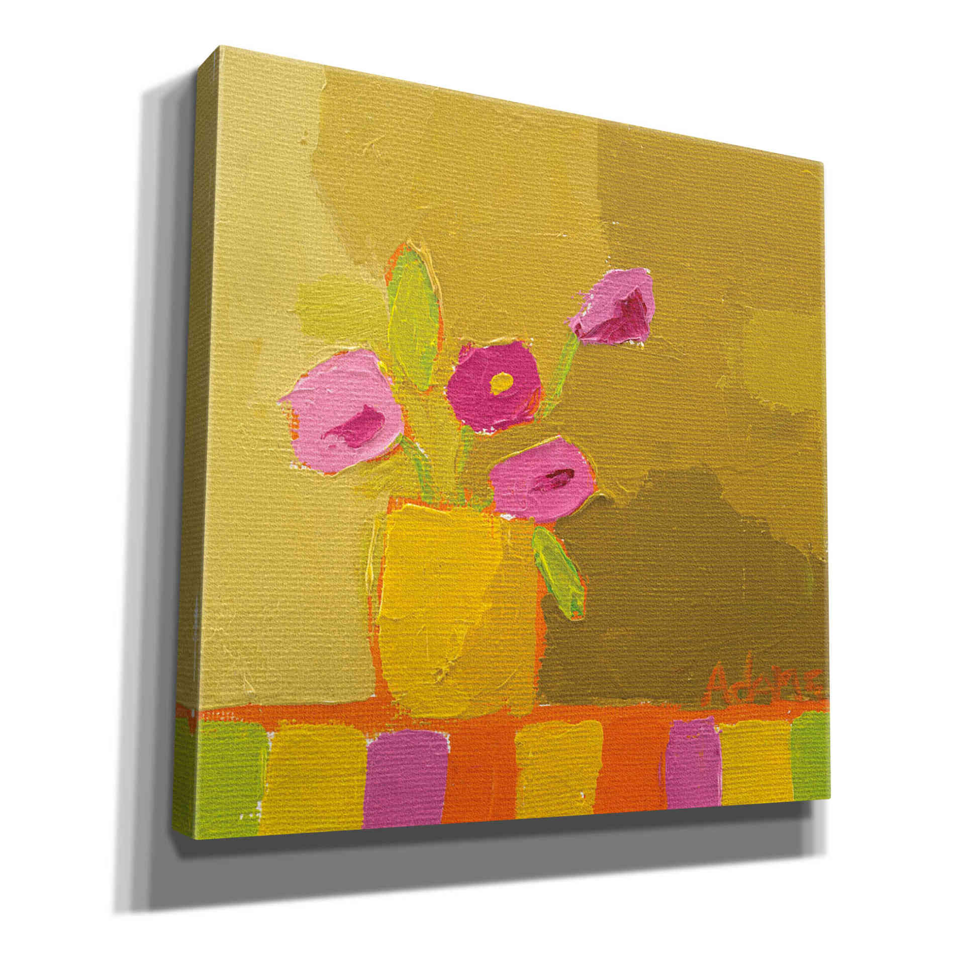 'Yellow Vase' by Phyllis Adams, Canvas Wall Art